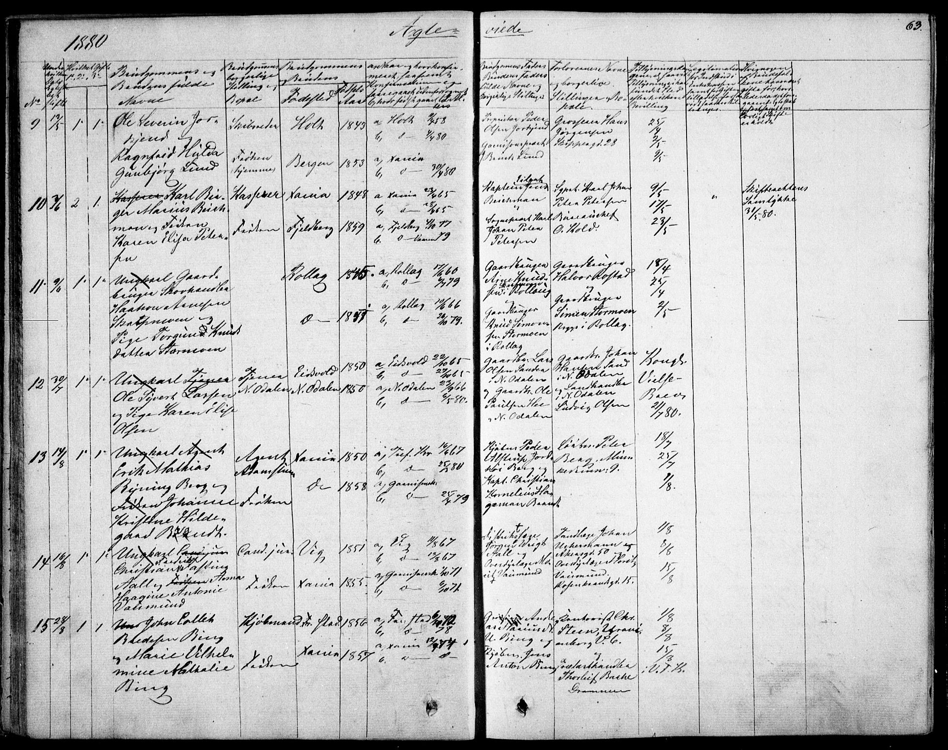 Garnisonsmenigheten Kirkebøker, AV/SAO-A-10846/F/Fa/L0007: Parish register (official) no. 7, 1828-1881, p. 63