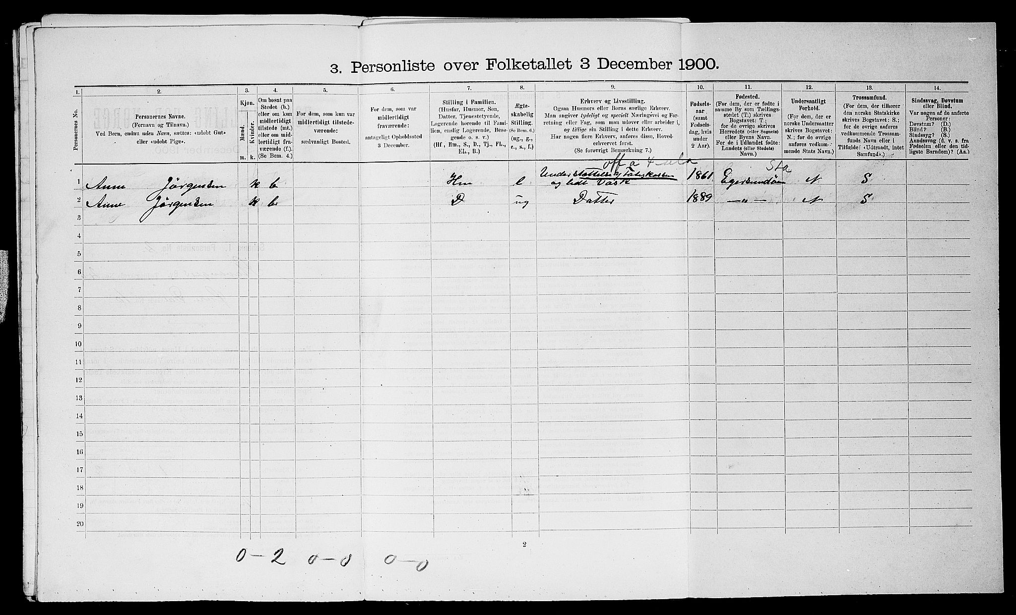 SAST, 1900 census for Stavanger, 1900, p. 10247
