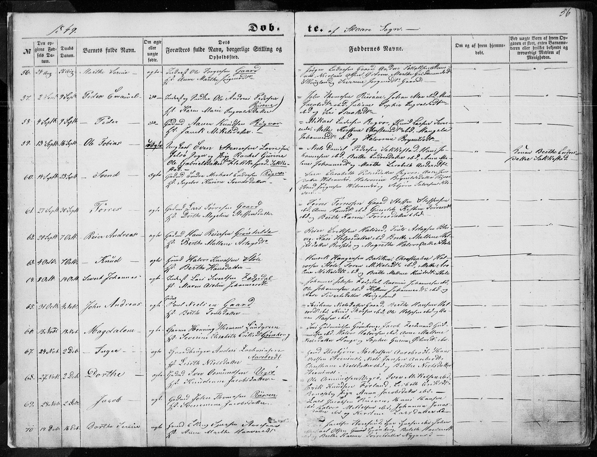 Torvastad sokneprestkontor, SAST/A -101857/H/Ha/Haa/L0009: Parish register (official) no. A 9, 1847-1856, p. 56
