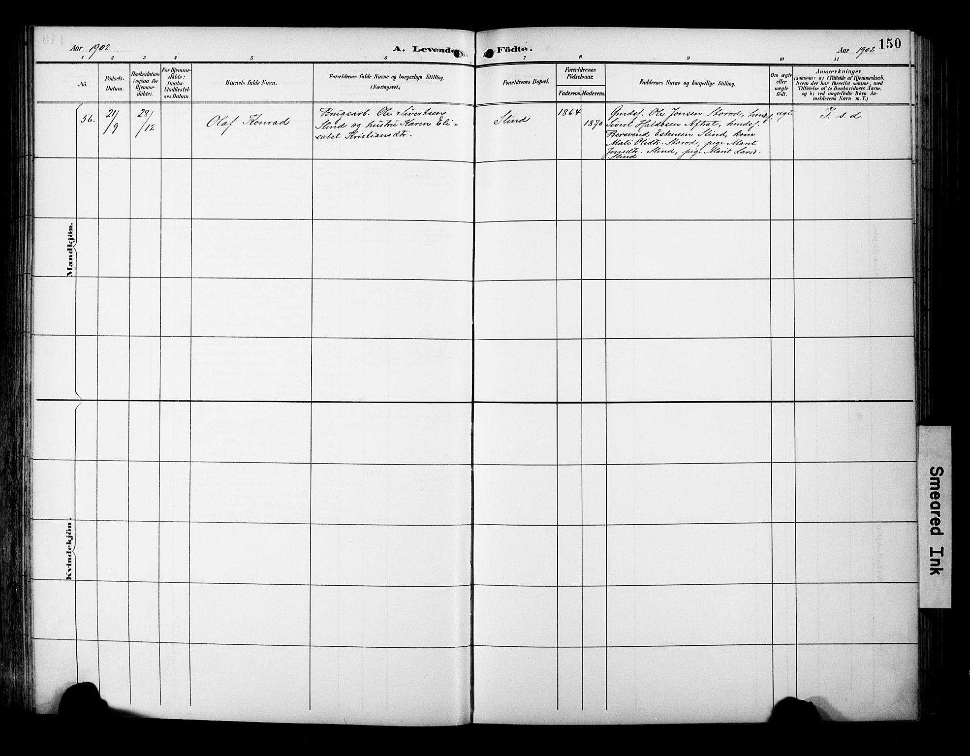 Ministerialprotokoller, klokkerbøker og fødselsregistre - Sør-Trøndelag, SAT/A-1456/695/L1149: Parish register (official) no. 695A09, 1891-1902, p. 150