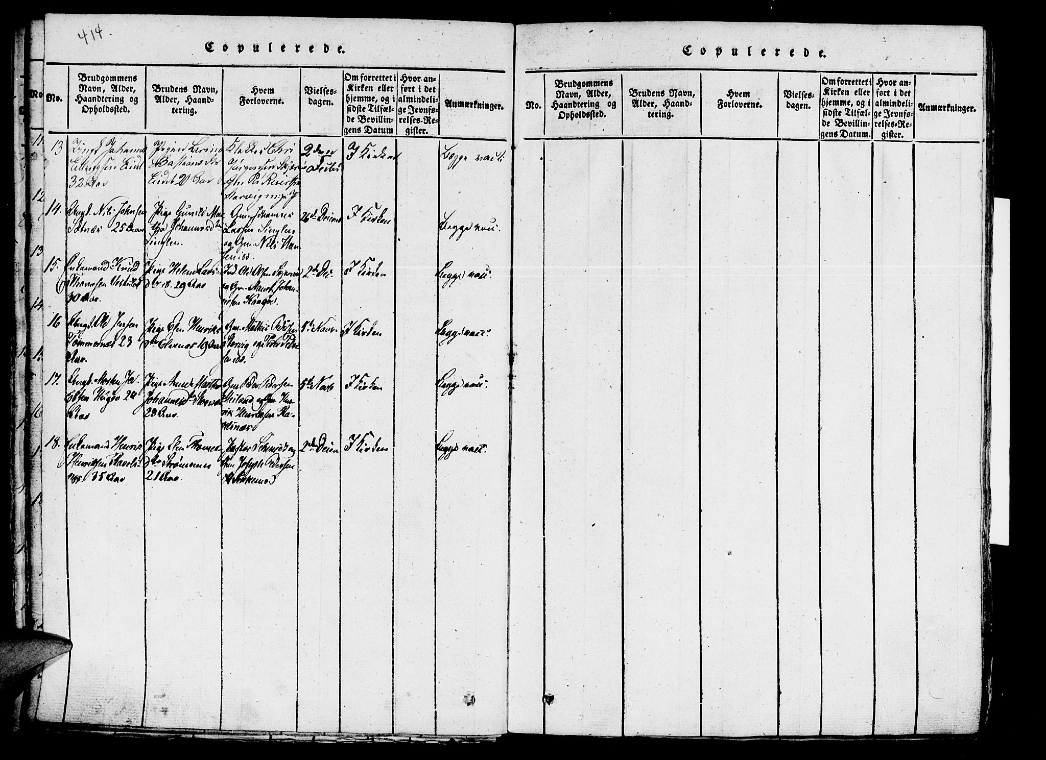 Skjervøy sokneprestkontor, AV/SATØ-S-1300/H/Ha/Haa/L0004kirke: Parish register (official) no. 4, 1820-1838, p. 414-415