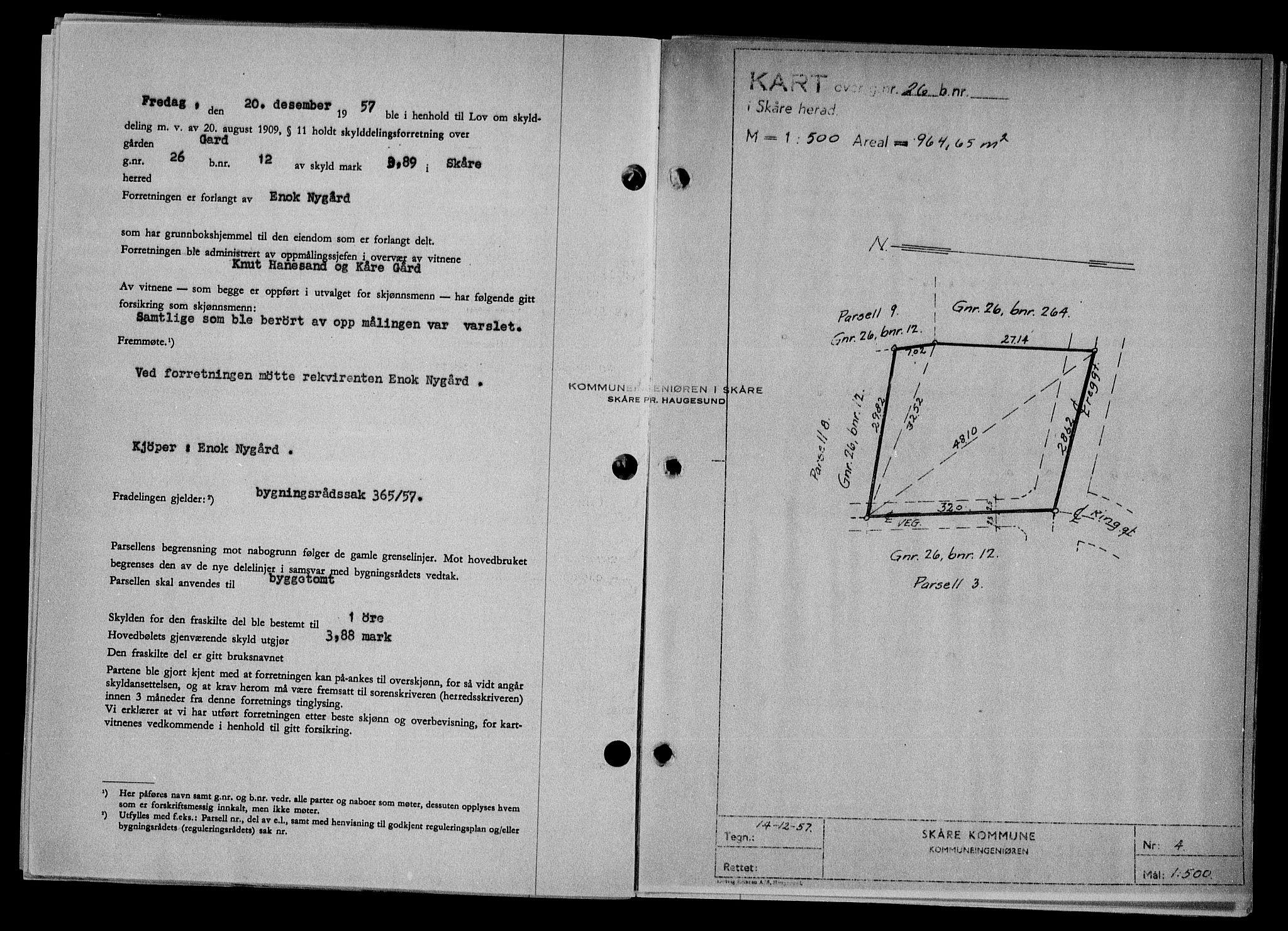 Haugesund tingrett, SAST/A-101415/01/II/IIC/L0068: Mortgage book no. A 9, 1956-1958, Diary no: : 64/1958