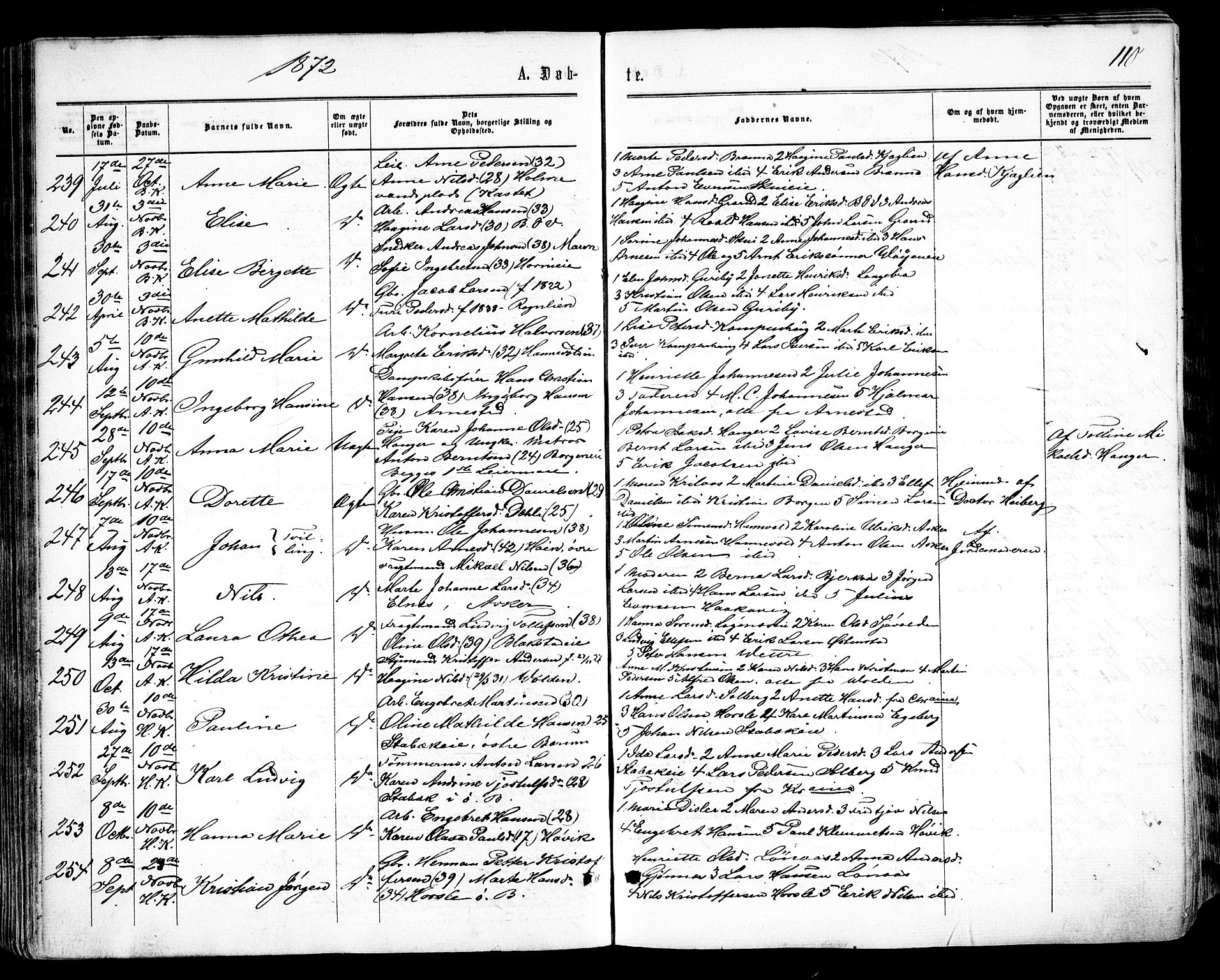 Asker prestekontor Kirkebøker, AV/SAO-A-10256a/F/Fa/L0008: Parish register (official) no. I 8, 1865-1878, p. 110