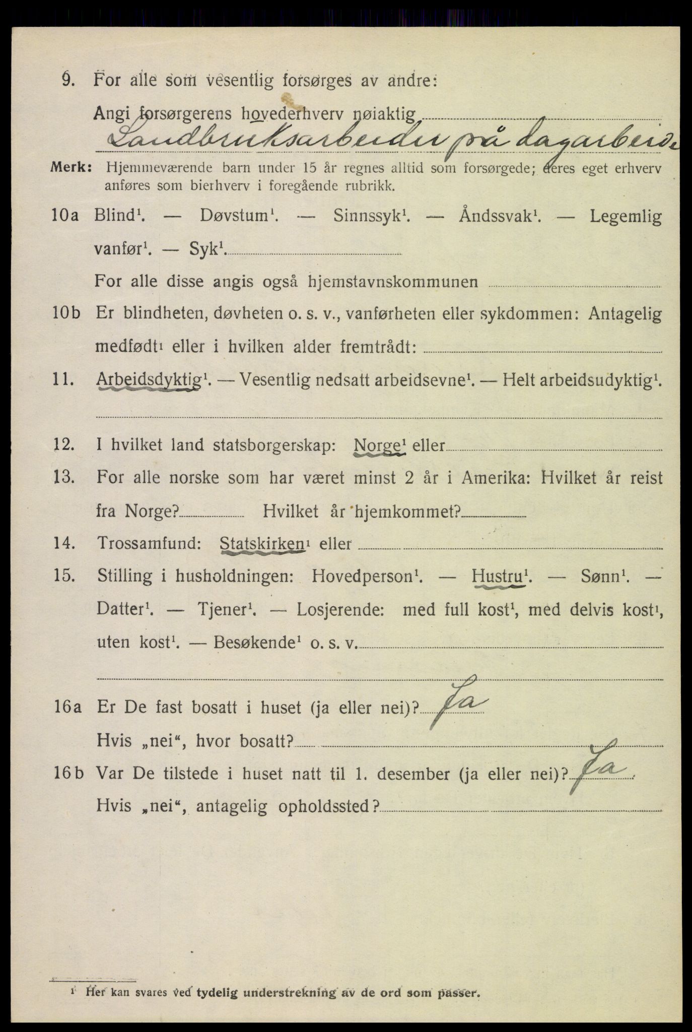 SAH, 1920 census for Snertingdal, 1920, p. 956