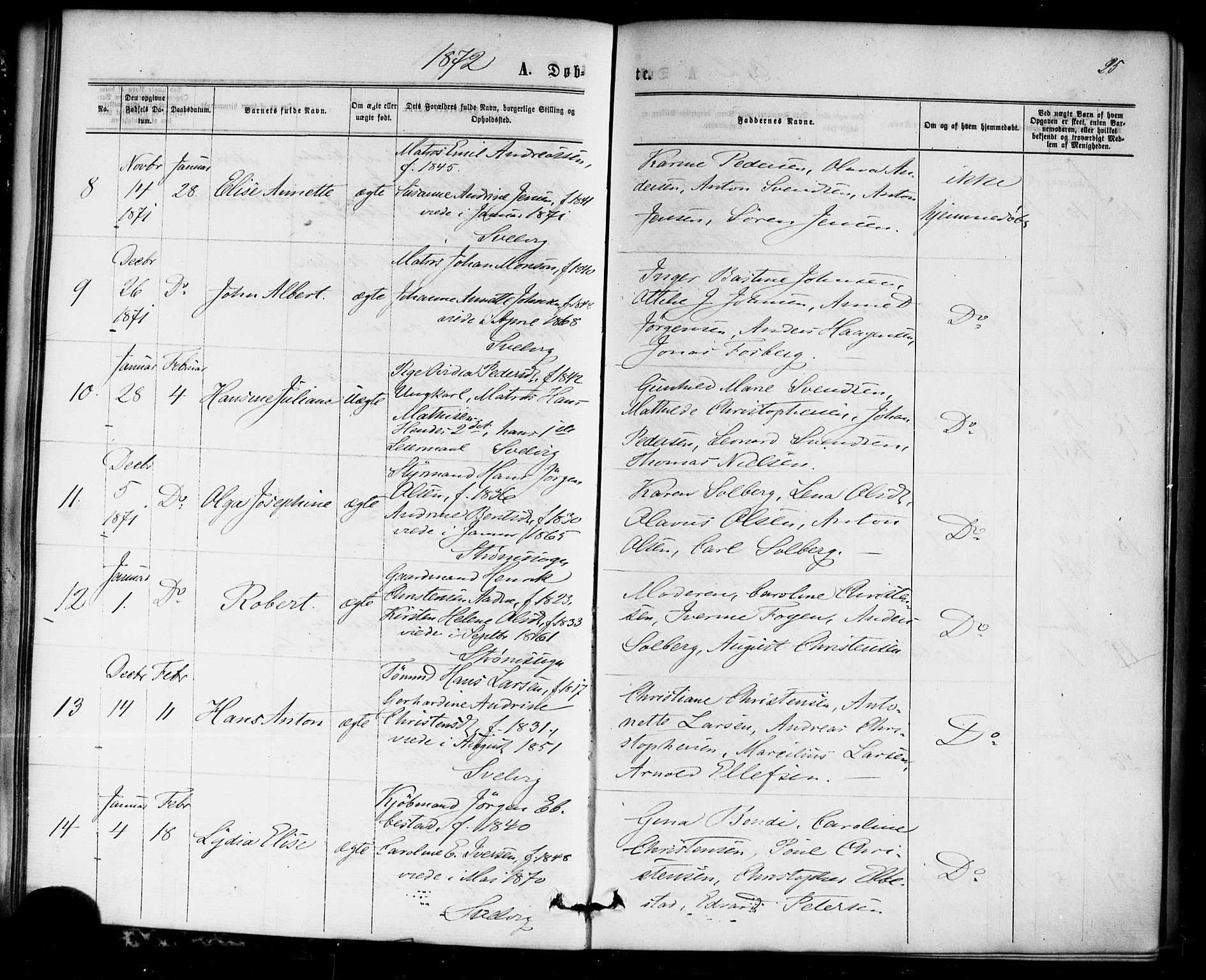 Strømm kirkebøker, AV/SAKO-A-322/F/Fa/L0002: Parish register (official) no. I 2, 1870-1877, p. 25