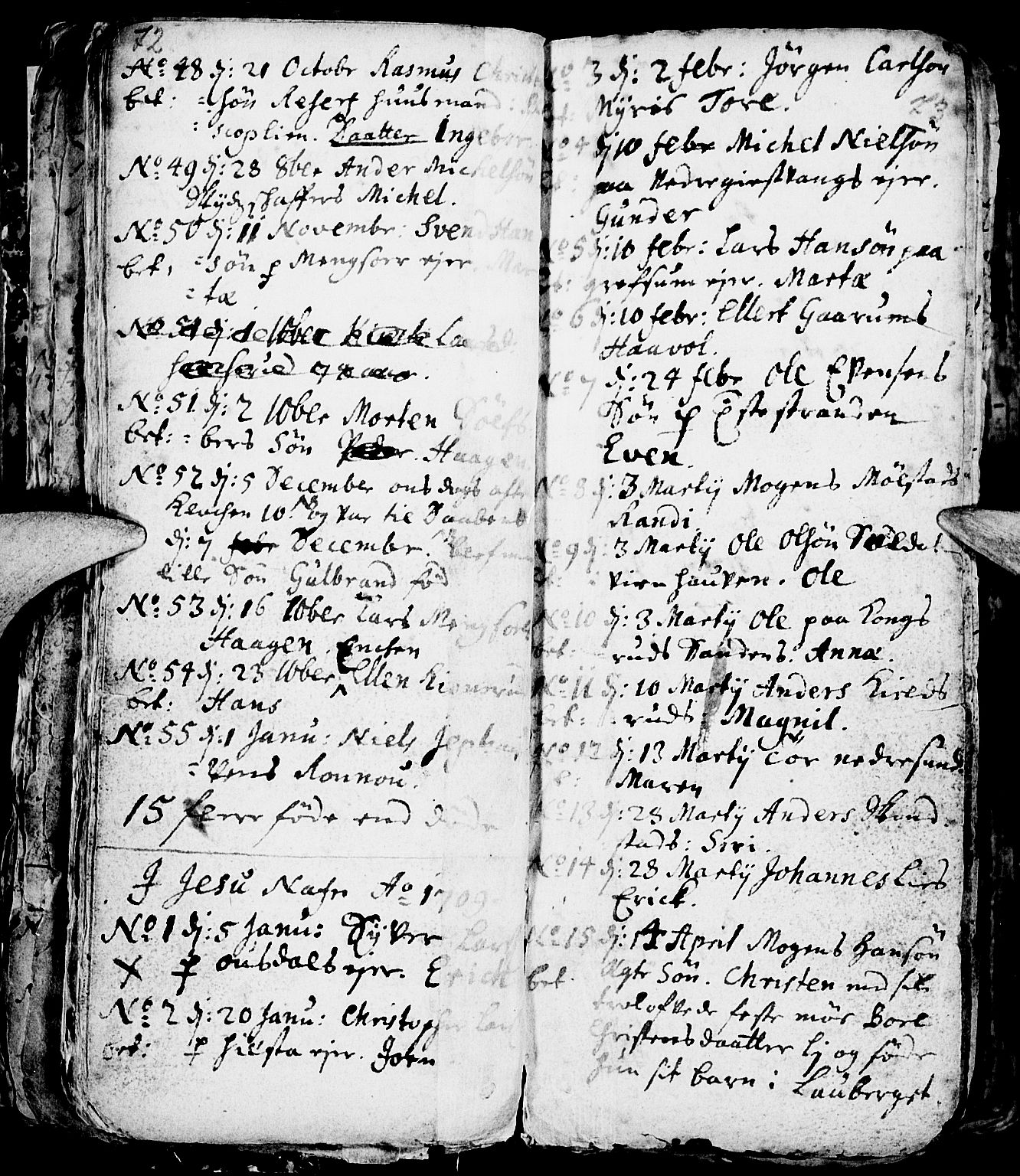 Nes prestekontor, Hedmark, AV/SAH-PREST-020/L/La/L0001: Parish register (copy) no. 1, 1663-1784, p. 72-73