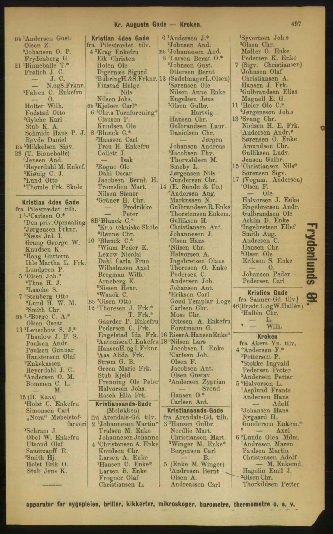 Kristiania/Oslo adressebok, PUBL/-, 1889, p. 497