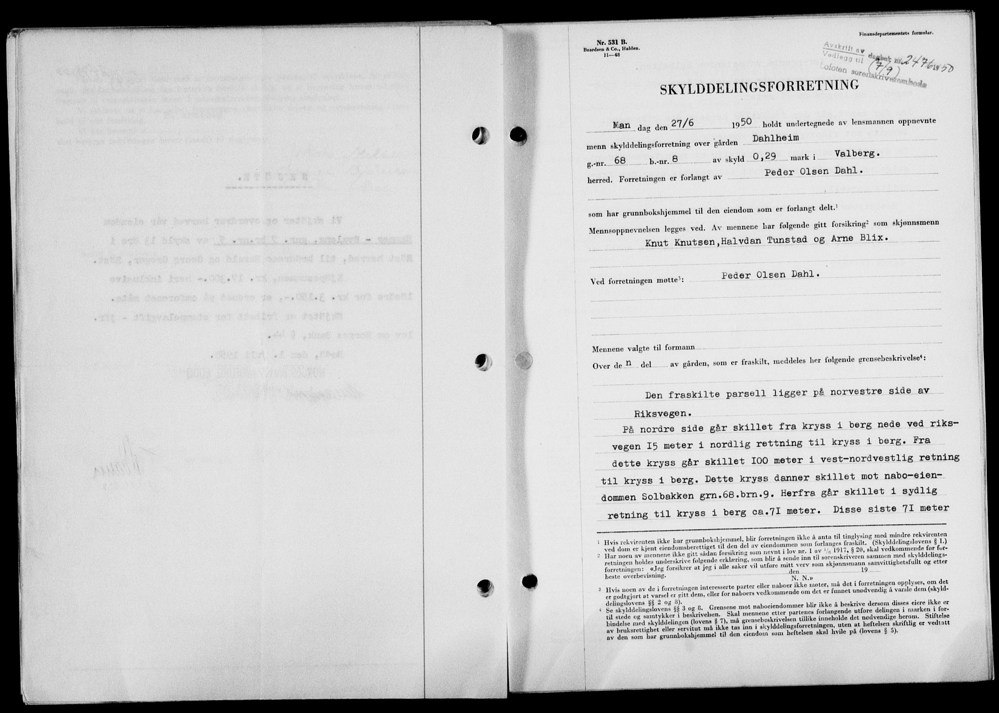 Lofoten sorenskriveri, SAT/A-0017/1/2/2C/L0024a: Mortgage book no. 24a, 1950-1950, Diary no: : 2476/1950