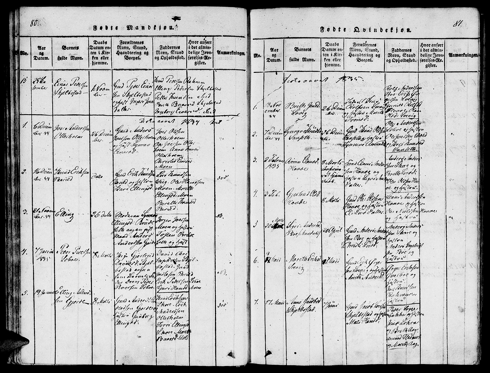 Ministerialprotokoller, klokkerbøker og fødselsregistre - Møre og Romsdal, SAT/A-1454/543/L0561: Parish register (official) no. 543A01, 1818-1853, p. 80-81