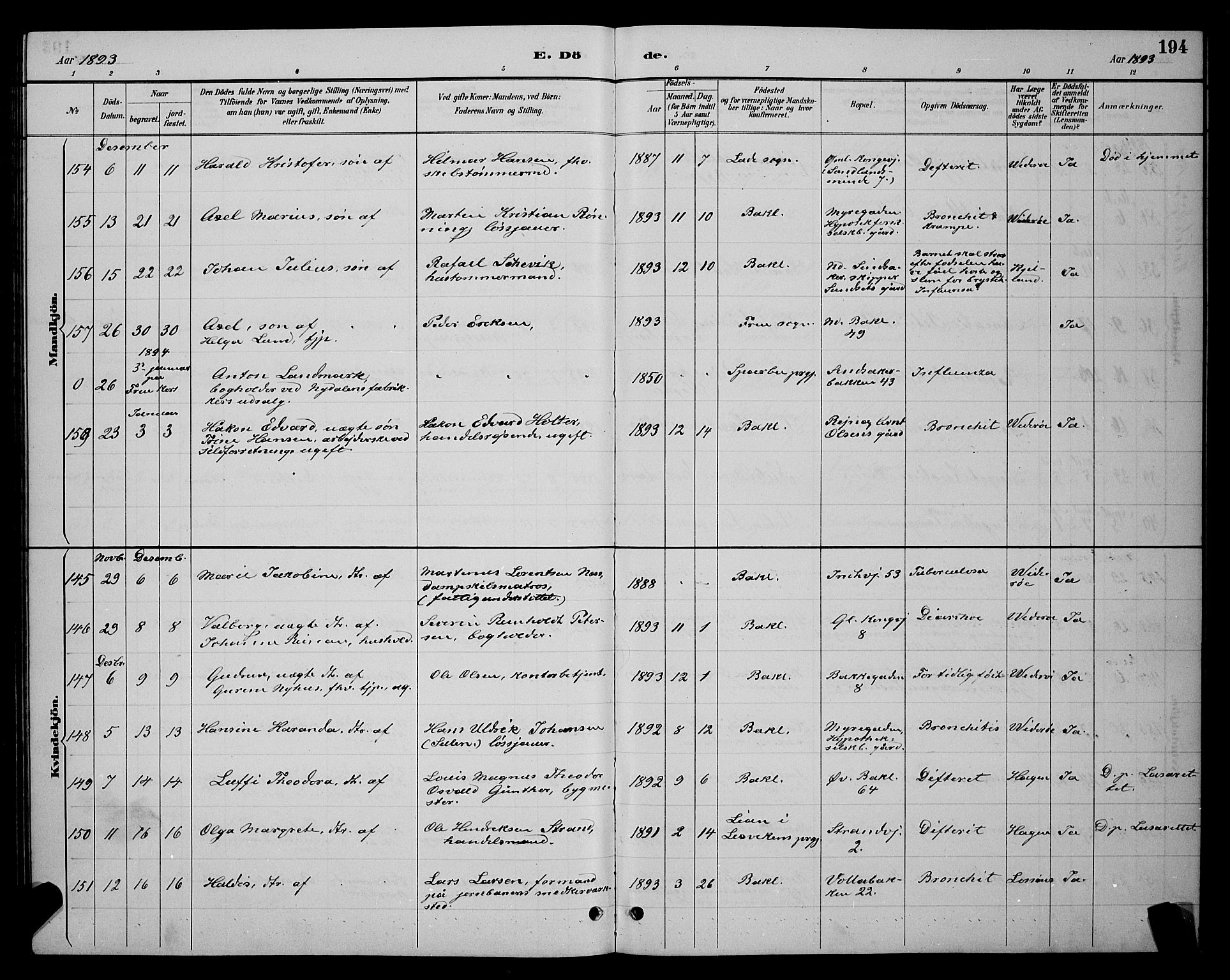 Ministerialprotokoller, klokkerbøker og fødselsregistre - Sør-Trøndelag, SAT/A-1456/604/L0223: Parish register (copy) no. 604C06, 1886-1897, p. 194