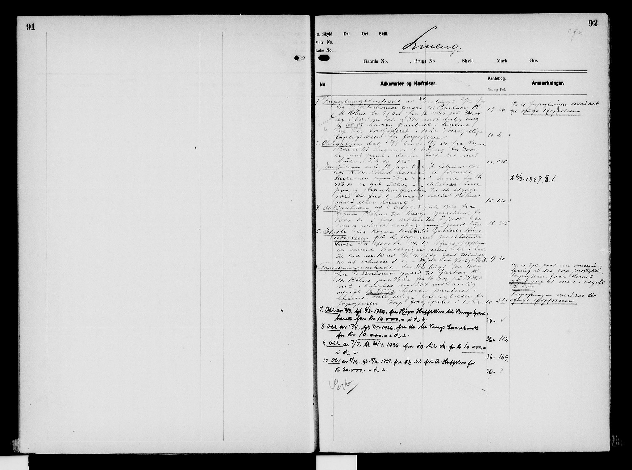 Nord-Hedmark sorenskriveri, SAH/TING-012/H/Ha/Had/Hade/L0008: Mortgage register no. 4.8, 1923-1940, p. 91-92