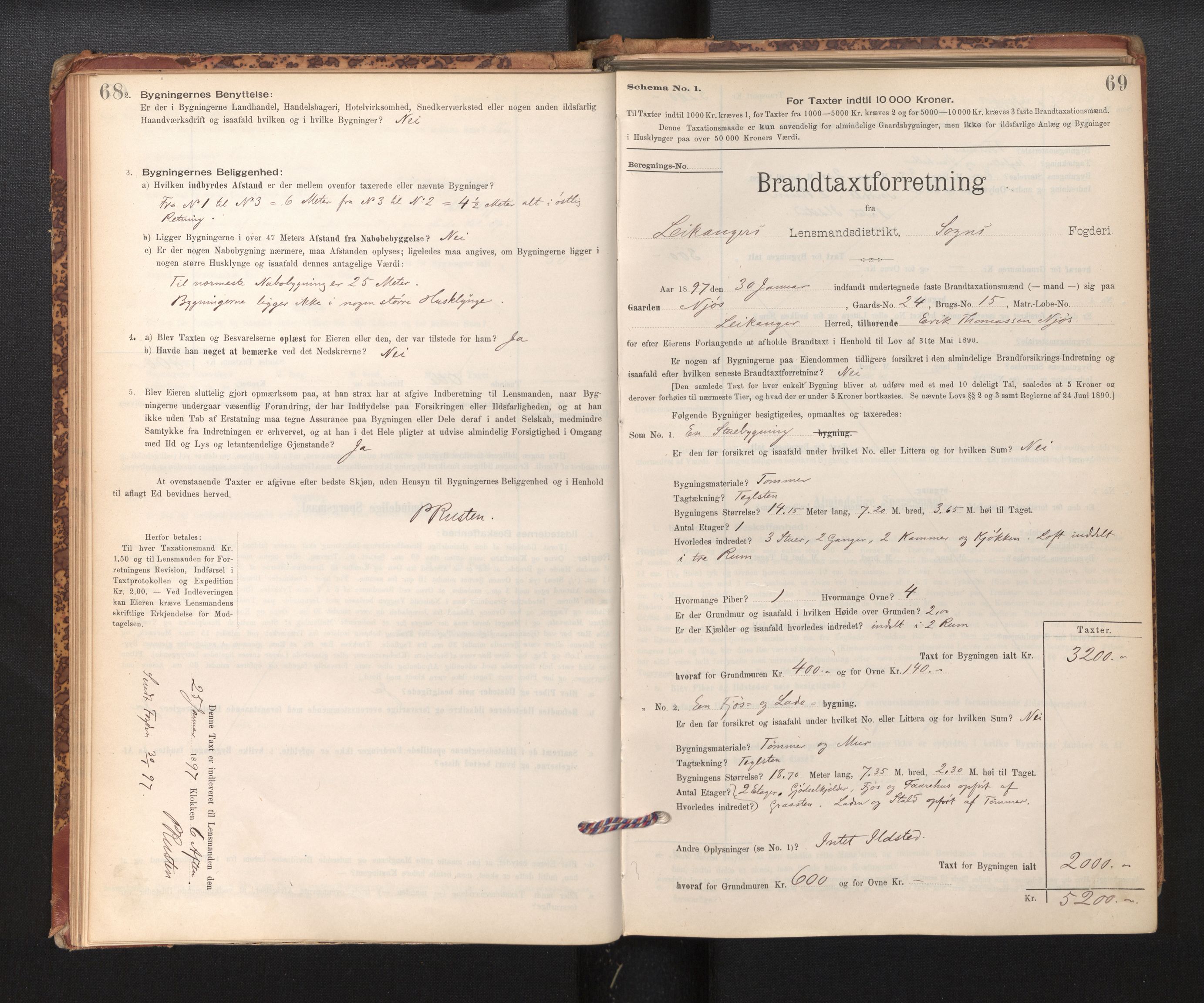 Lensmannen i Leikanger, AV/SAB-A-29201/0012/L0004: Branntakstprotokoll, skjematakst, 1894-1903, p. 68-69