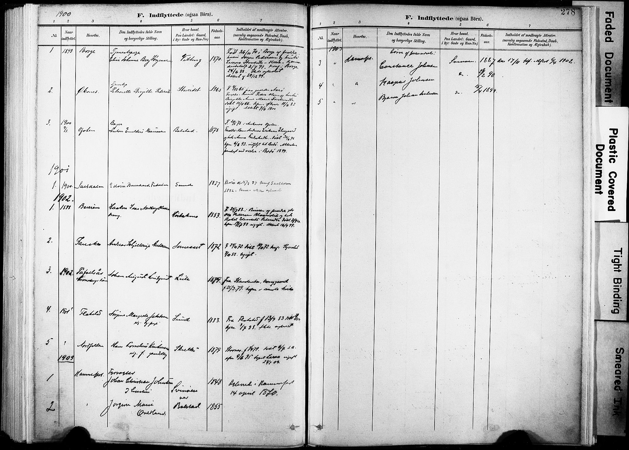 Ministerialprotokoller, klokkerbøker og fødselsregistre - Nordland, SAT/A-1459/881/L1151: Parish register (official) no. 881A04, 1899-1907, p. 278