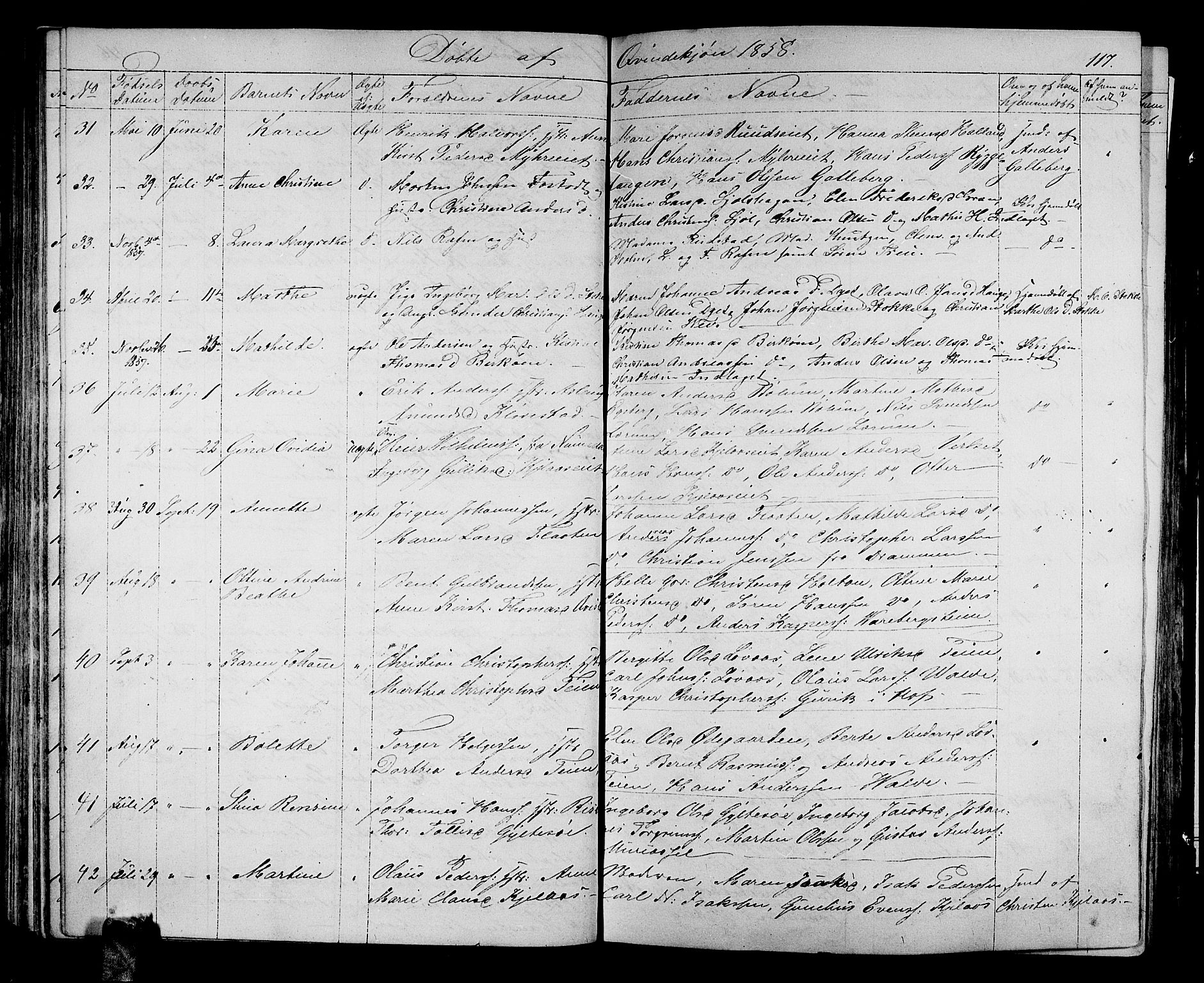 Sande Kirkebøker, AV/SAKO-A-53/G/Ga/L0002: Parish register (copy) no. 2, 1847-1863, p. 117