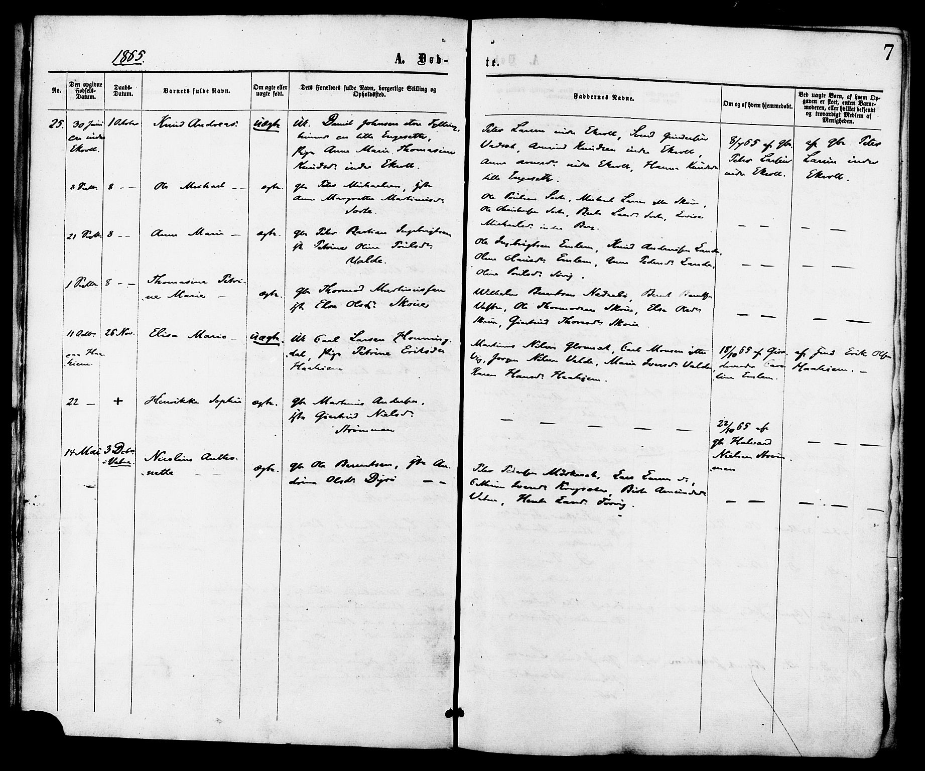 Ministerialprotokoller, klokkerbøker og fødselsregistre - Møre og Romsdal, AV/SAT-A-1454/524/L0355: Parish register (official) no. 524A07, 1864-1879, p. 7