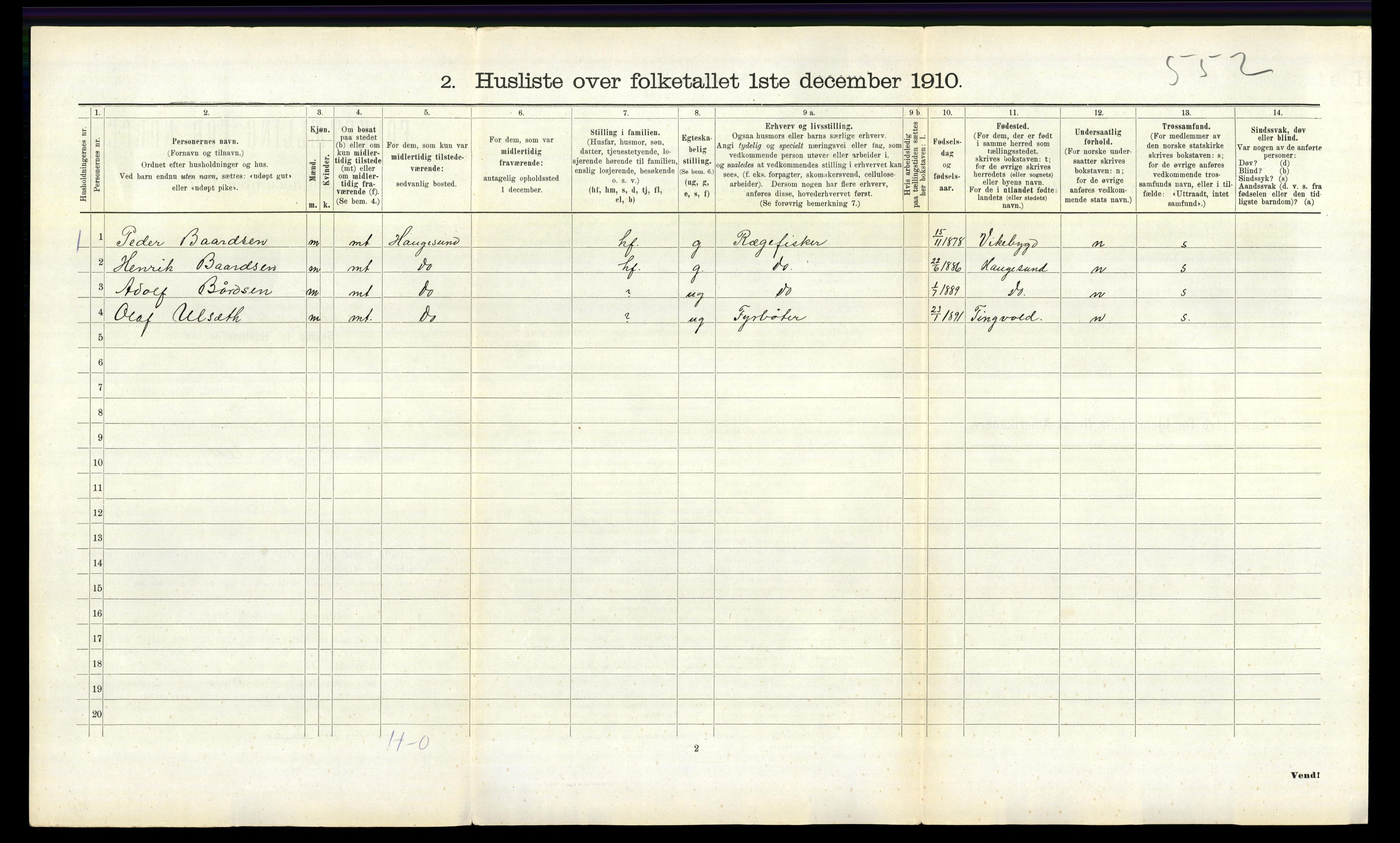 RA, 1910 census for Fjelberg, 1910, p. 610