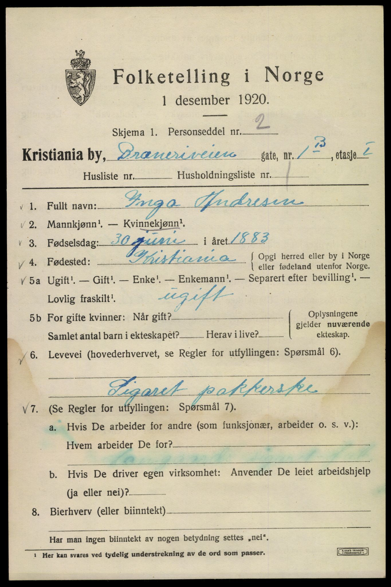 SAO, 1920 census for Kristiania, 1920, p. 175747