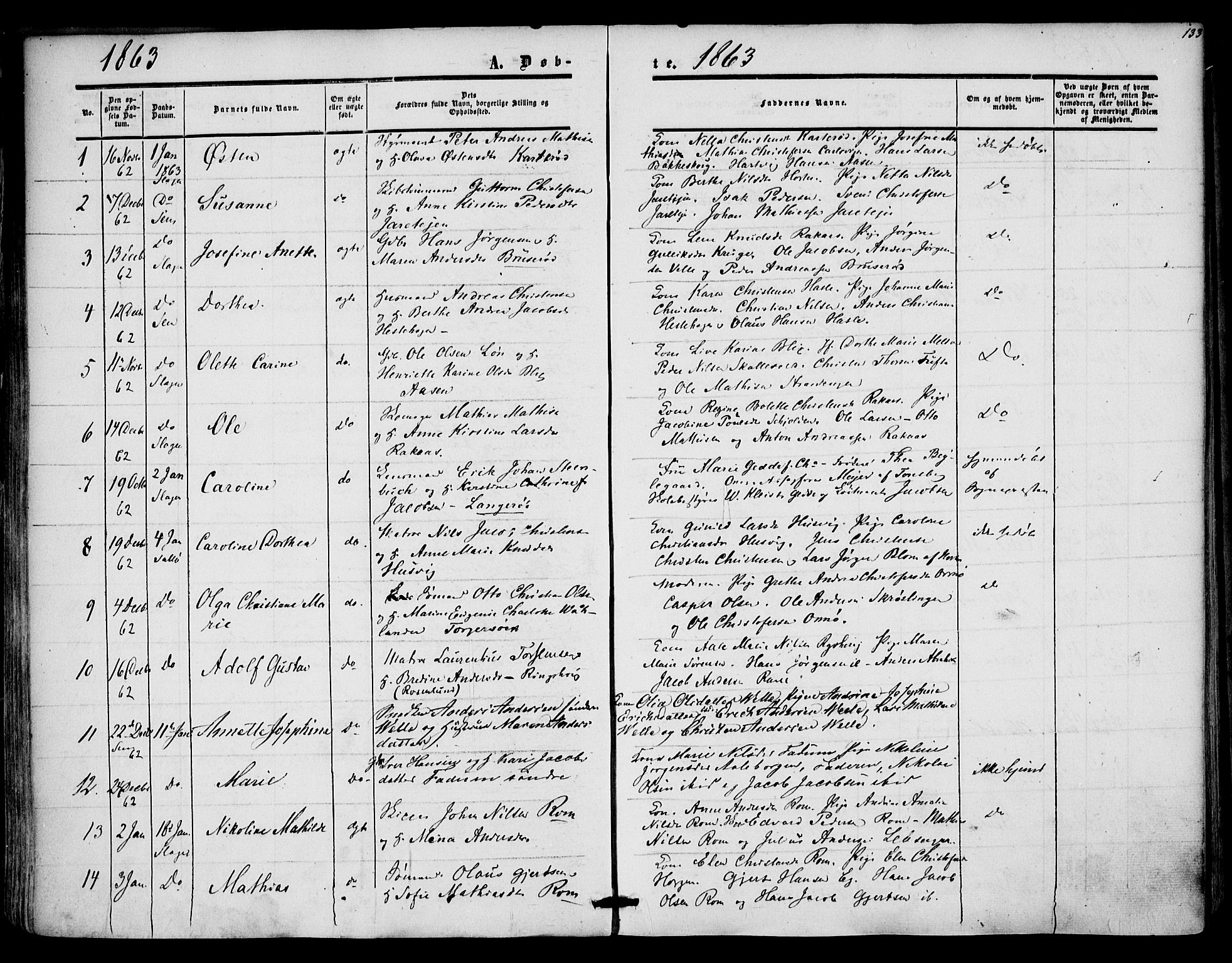 Sem kirkebøker, SAKO/A-5/F/Fa/L0007: Parish register (official) no. I 7, 1856-1865, p. 133