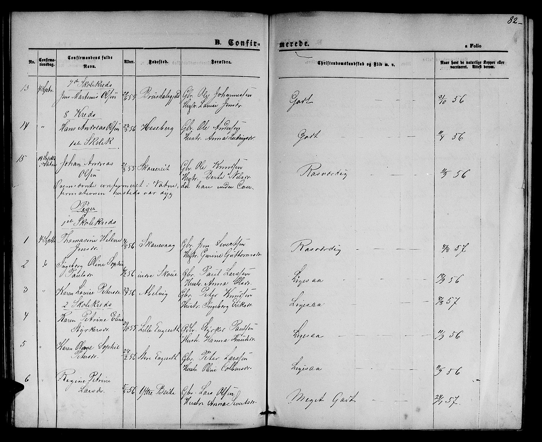 Ministerialprotokoller, klokkerbøker og fødselsregistre - Møre og Romsdal, AV/SAT-A-1454/524/L0364: Parish register (copy) no. 524C05, 1865-1879, p. 82