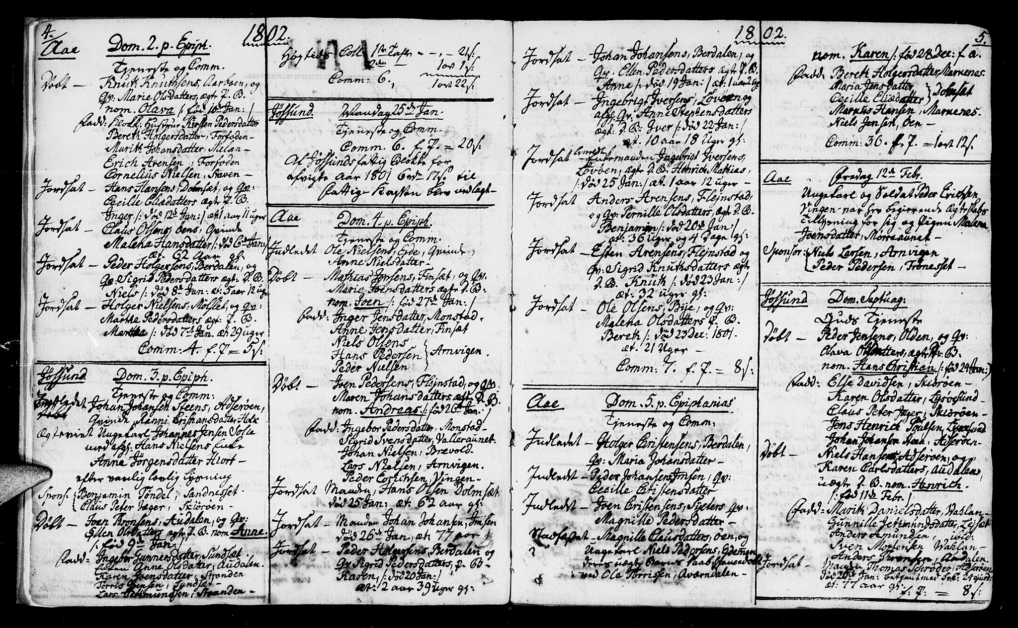 Ministerialprotokoller, klokkerbøker og fødselsregistre - Sør-Trøndelag, SAT/A-1456/655/L0674: Parish register (official) no. 655A03, 1802-1826, p. 4-5