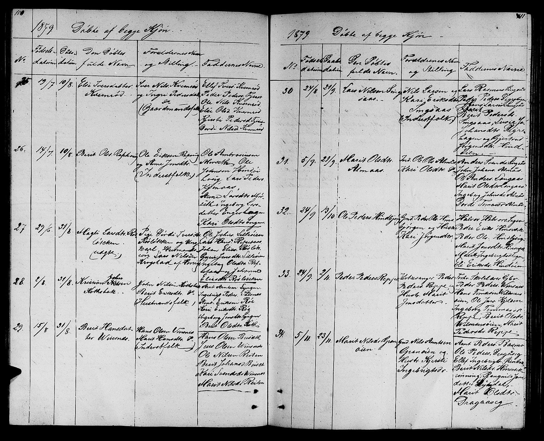Ministerialprotokoller, klokkerbøker og fødselsregistre - Sør-Trøndelag, SAT/A-1456/688/L1027: Parish register (copy) no. 688C02, 1861-1889, p. 110-111