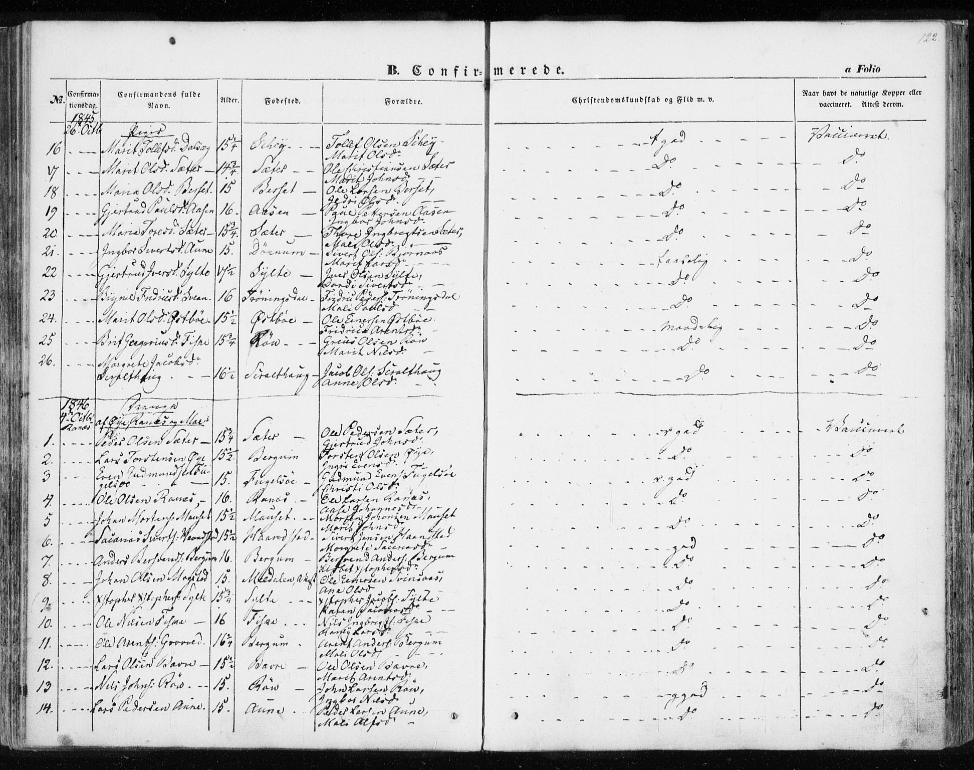 Ministerialprotokoller, klokkerbøker og fødselsregistre - Møre og Romsdal, SAT/A-1454/595/L1043: Parish register (official) no. 595A05, 1843-1851, p. 122
