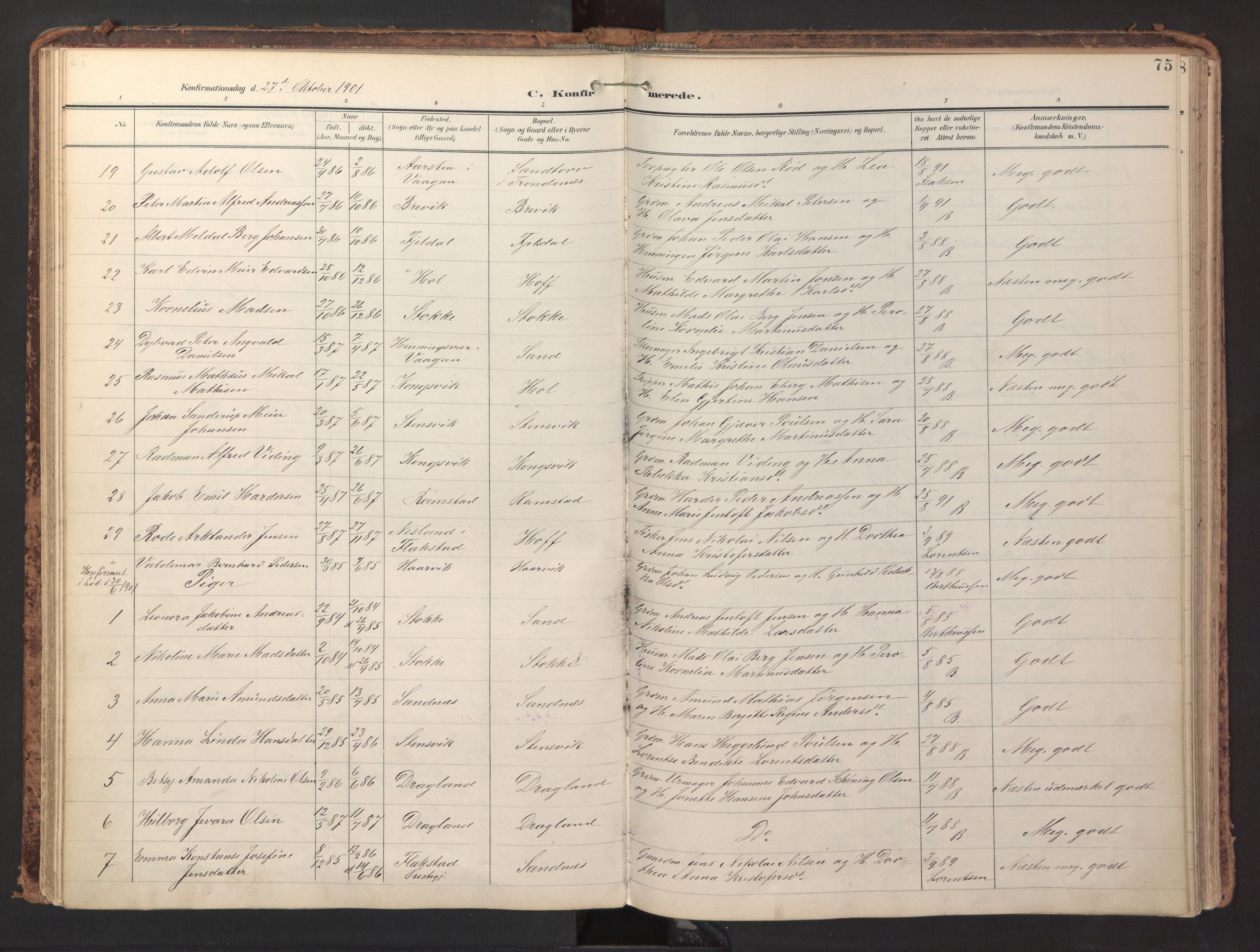 Ministerialprotokoller, klokkerbøker og fødselsregistre - Nordland, AV/SAT-A-1459/865/L0926: Parish register (official) no. 865A04, 1897-1912, p. 75