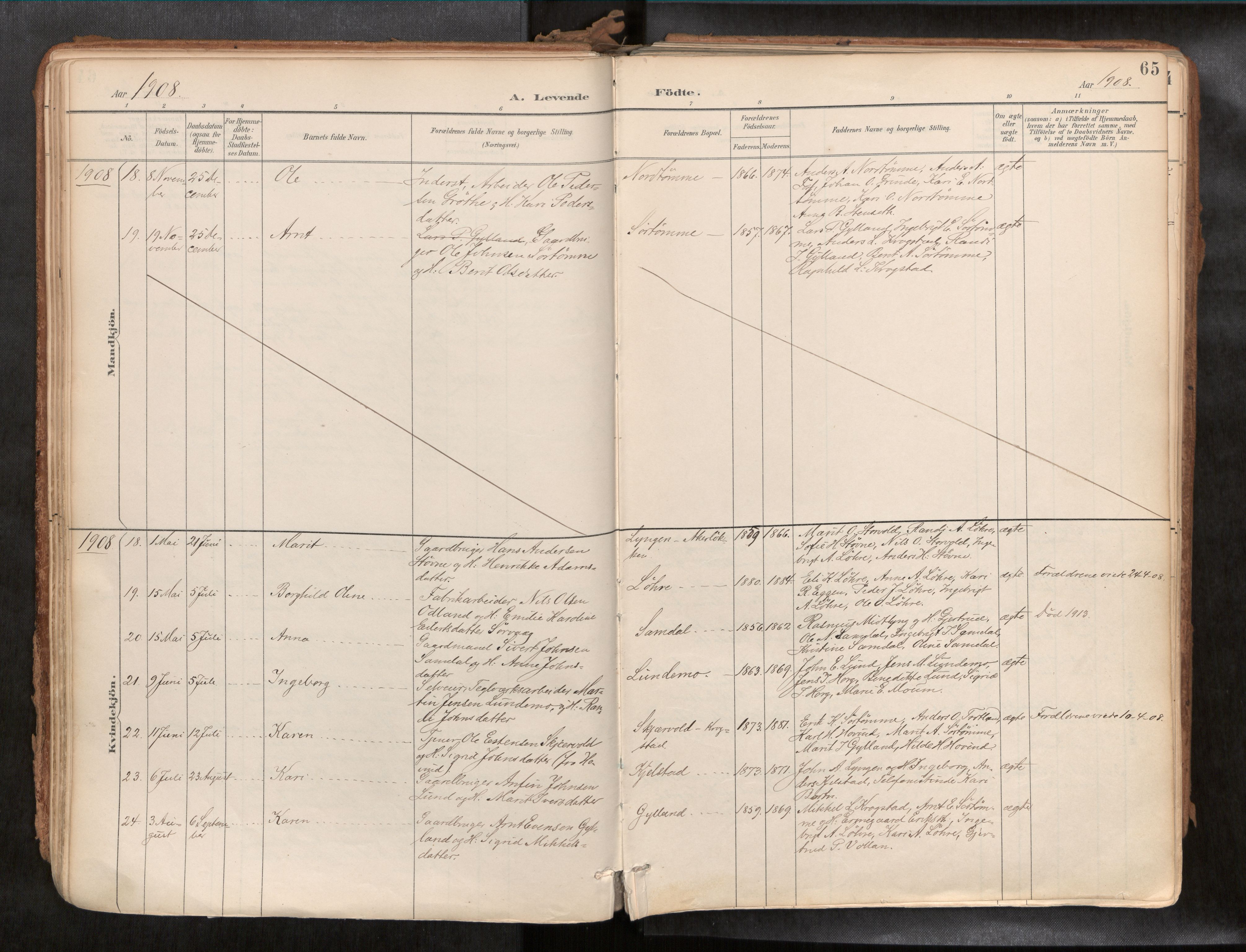 Ministerialprotokoller, klokkerbøker og fødselsregistre - Sør-Trøndelag, SAT/A-1456/692/L1105b: Parish register (official) no. 692A06, 1891-1934, p. 65