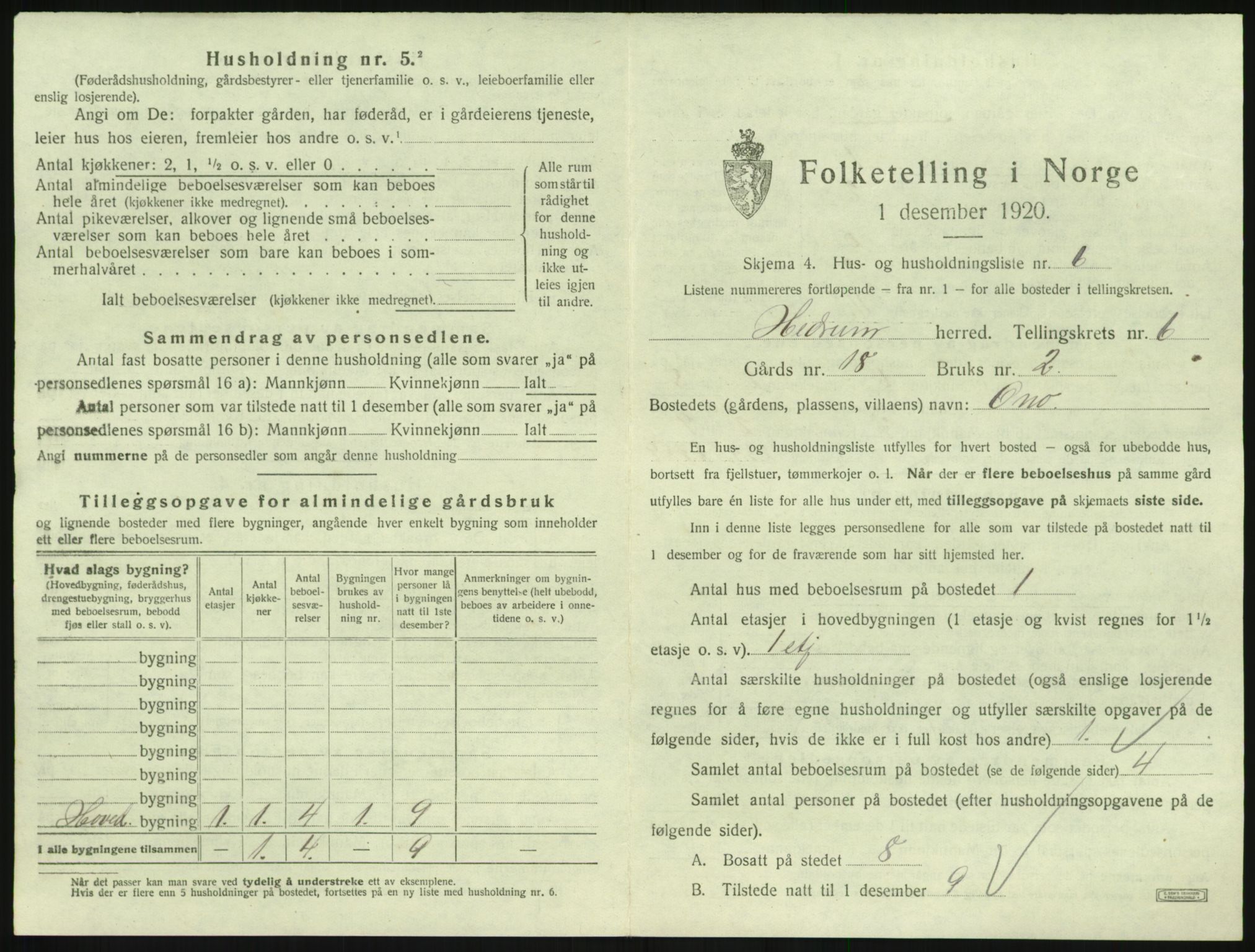 SAKO, 1920 census for Hedrum, 1920, p. 607