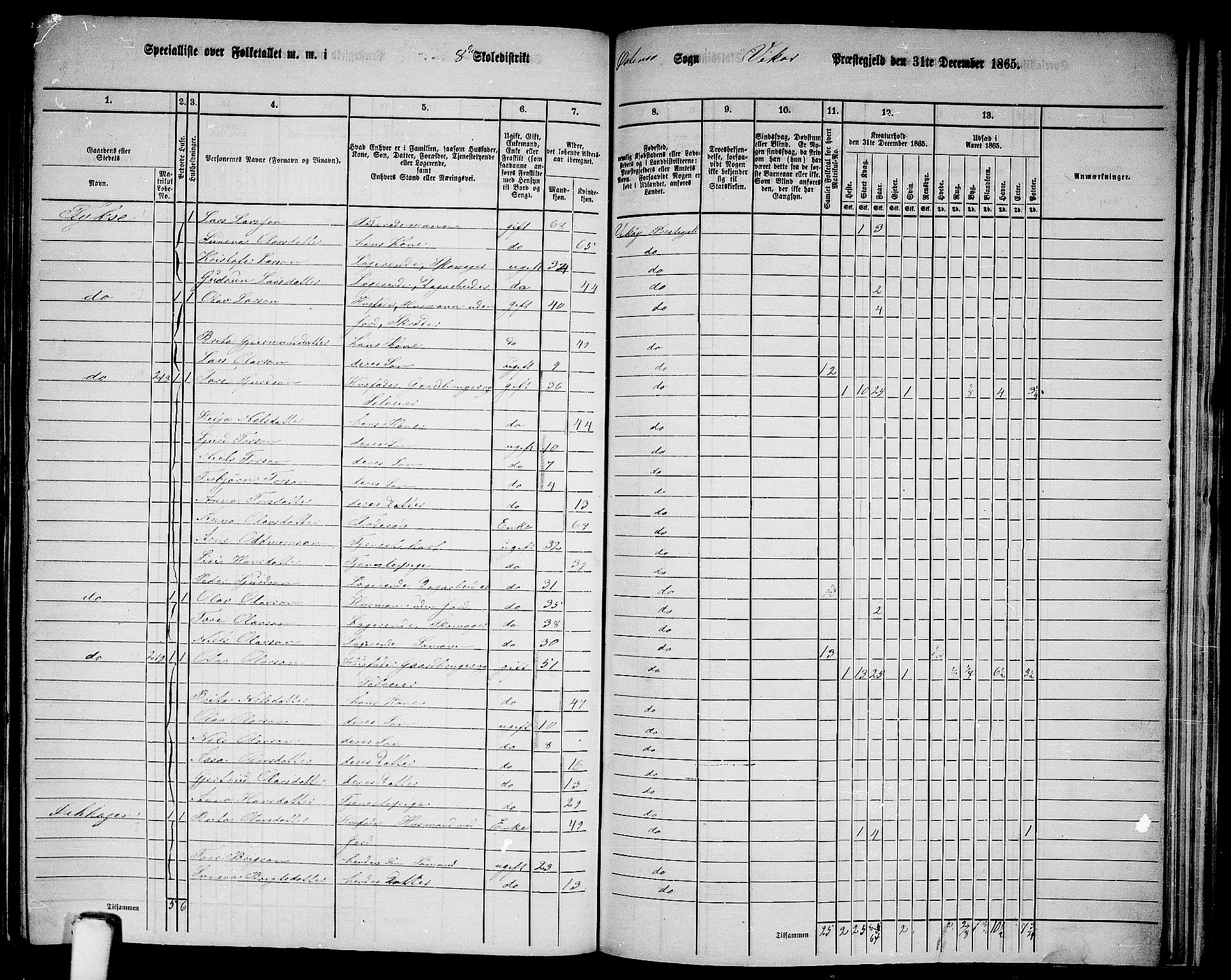 RA, 1865 census for Vikør, 1865, p. 114