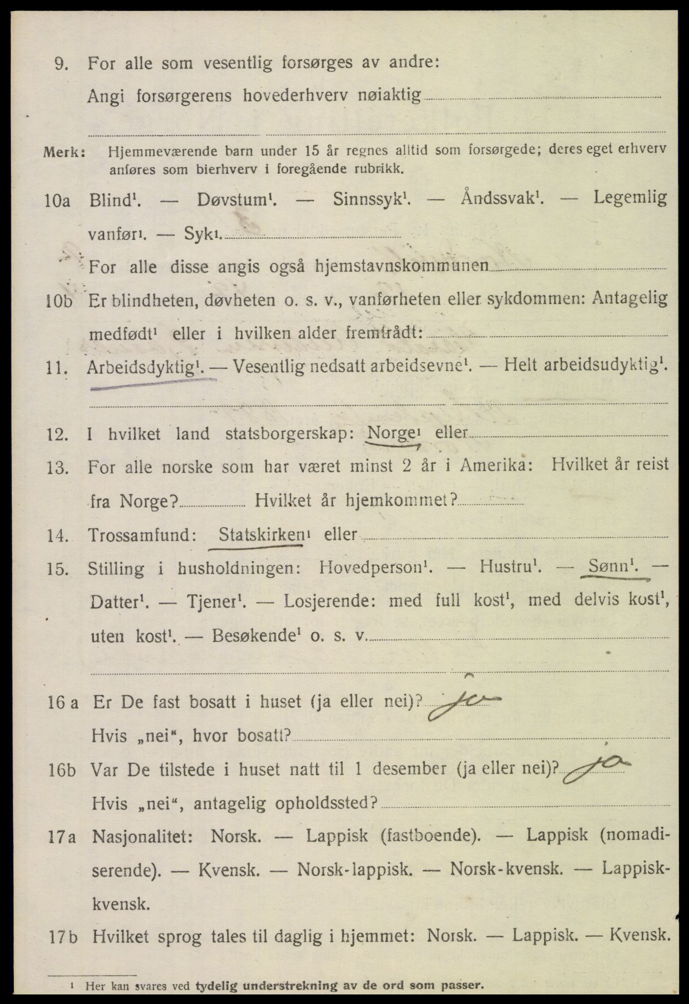 SAT, 1920 census for Nordvik, 1920, p. 2839