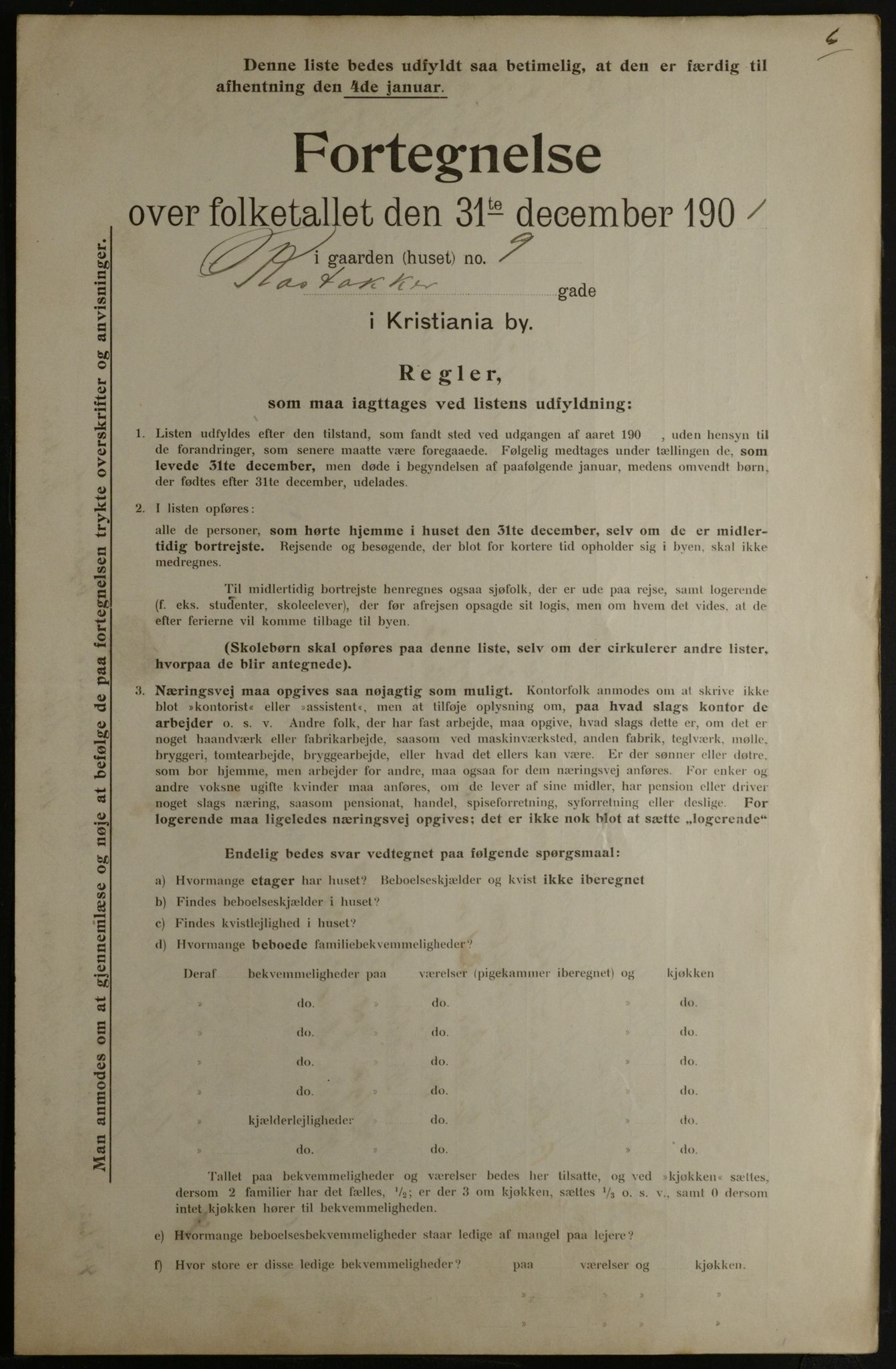 OBA, Municipal Census 1901 for Kristiania, 1901, p. 12985