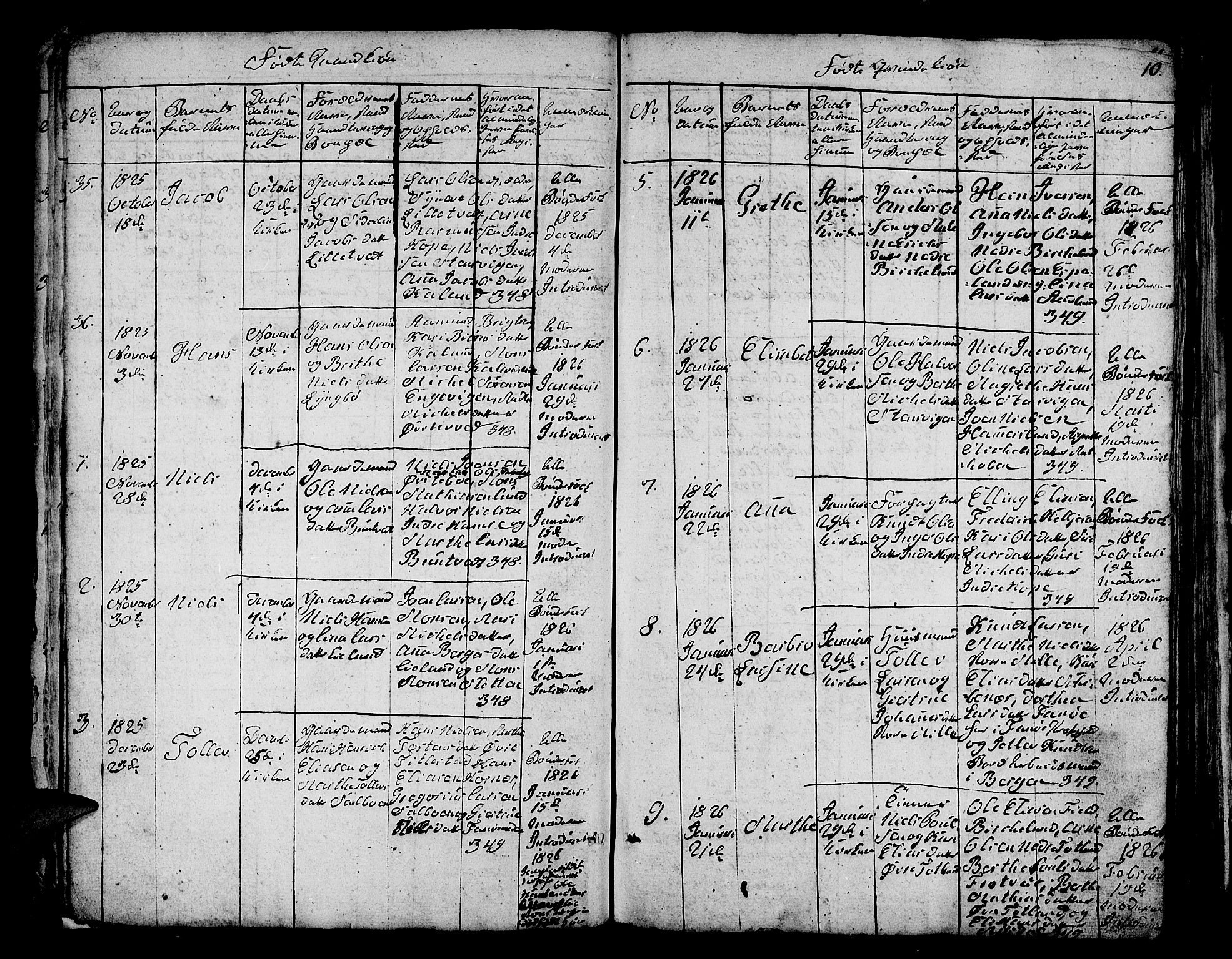 Fana Sokneprestembete, SAB/A-75101/H/Hab/Habc/L0001: Parish register (copy) no. C 1, 1824-1837, p. 10