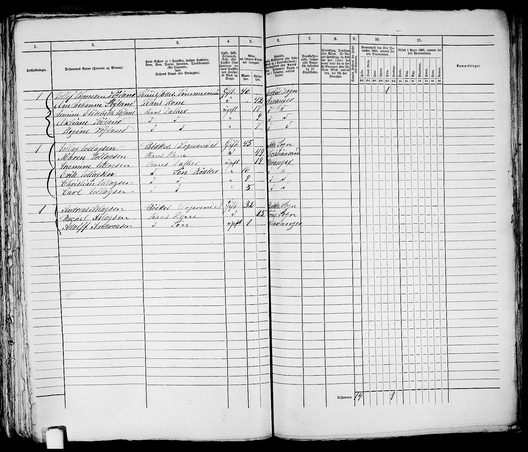 RA, 1865 census for Stavanger, 1865, p. 2937