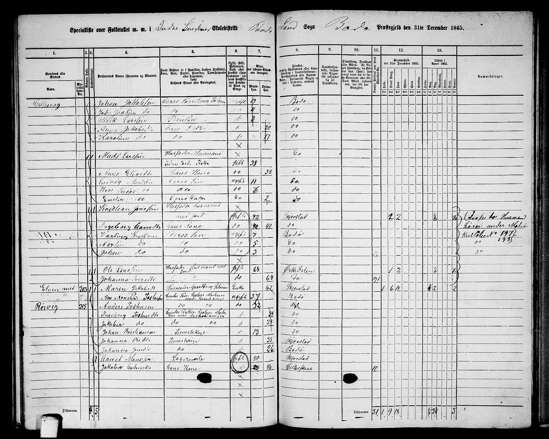 RA, 1865 census for Bodø/Bodø, 1865, p. 121