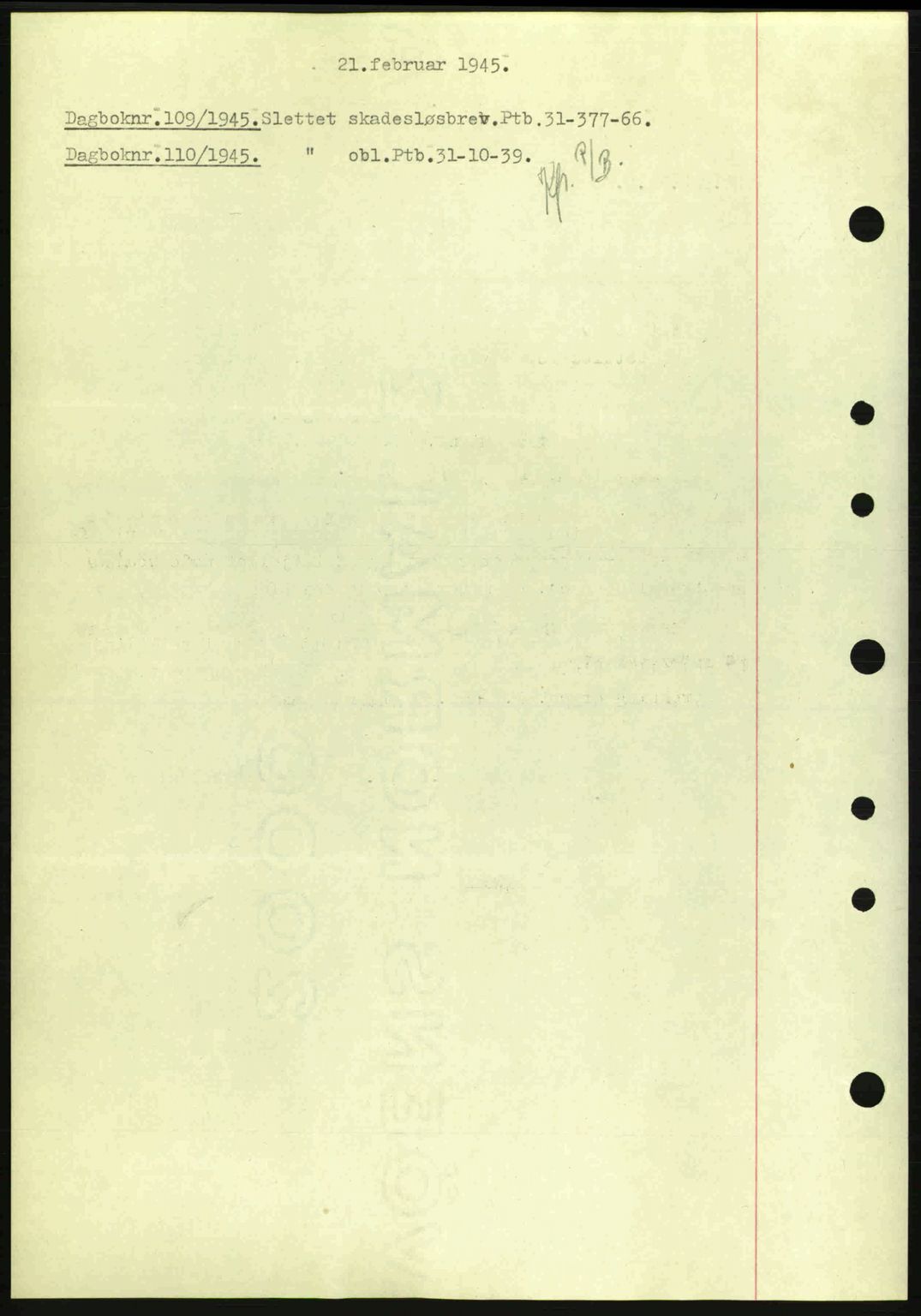 Nedenes sorenskriveri, AV/SAK-1221-0006/G/Gb/Gba/L0052: Mortgage book no. A6a, 1944-1945, Diary no: : 109/1945