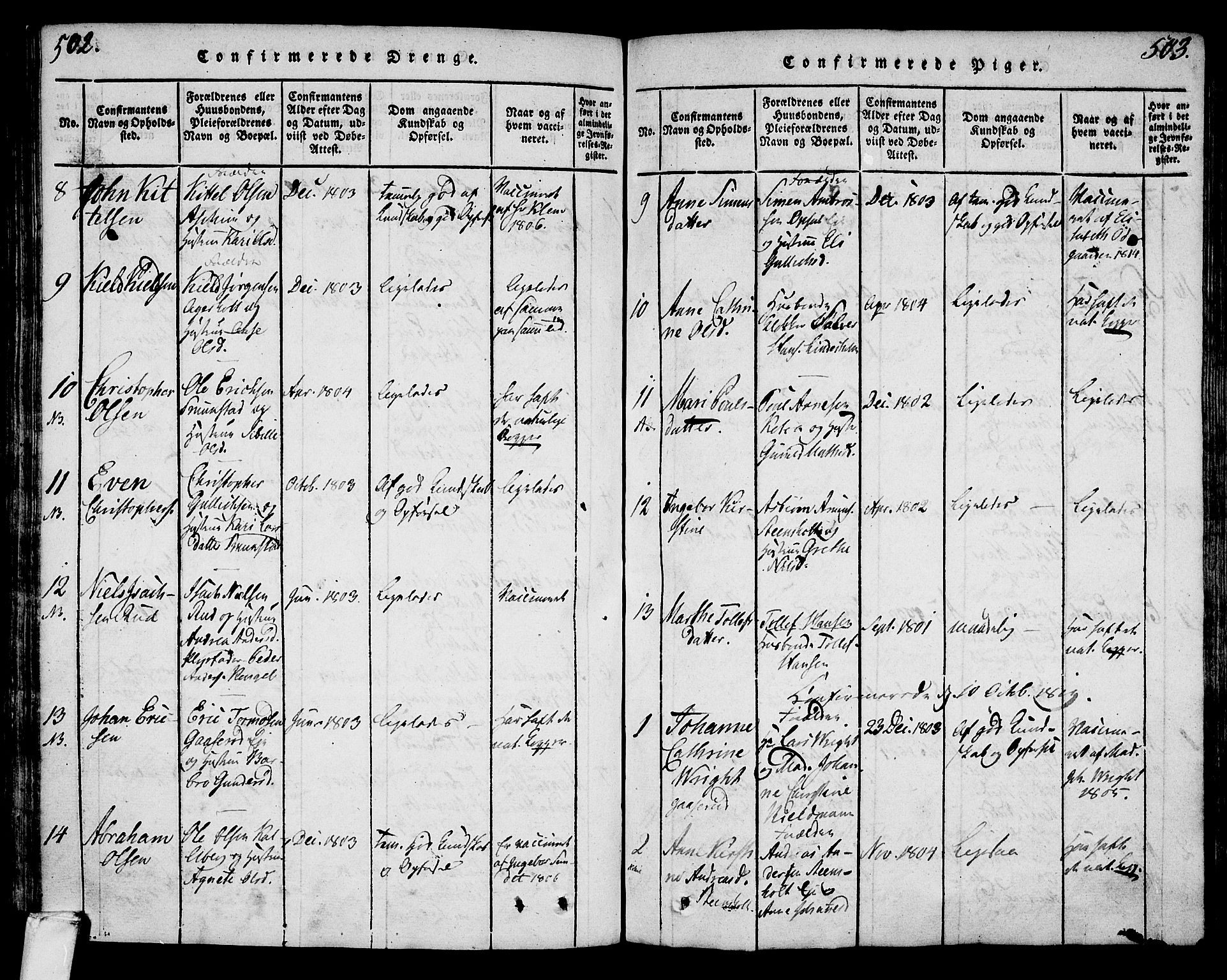 Lardal kirkebøker, AV/SAKO-A-350/F/Fa/L0005: Parish register (official) no. I 5, 1814-1835, p. 502-503