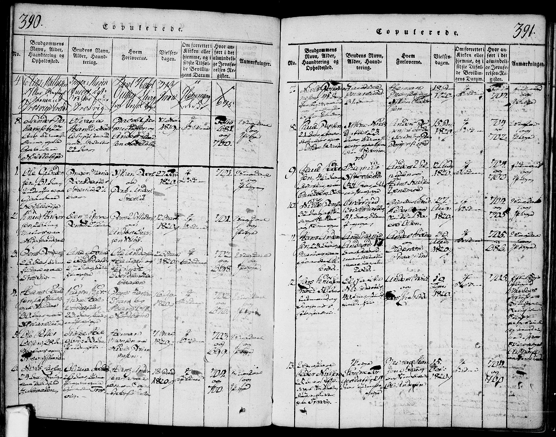 Glemmen prestekontor Kirkebøker, AV/SAO-A-10908/F/Fa/L0004: Parish register (official) no. 4, 1816-1838, p. 390-391
