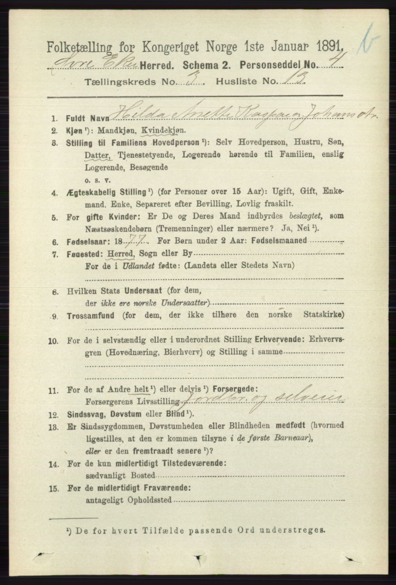 RA, 1891 census for 0624 Øvre Eiker, 1891, p. 9131