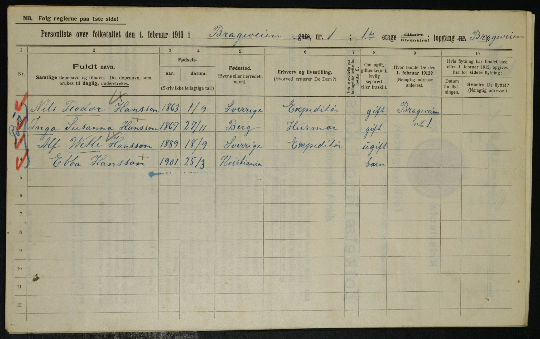 OBA, Municipal Census 1913 for Kristiania, 1913, p. 7941