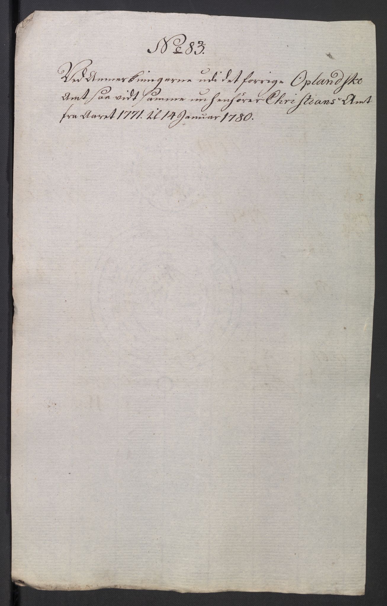 Rentekammeret inntil 1814, Reviderte regnskaper, Mindre regnskaper, AV/RA-EA-4068/Rb/L0014: Opplands amt, 1771-1779, p. 783