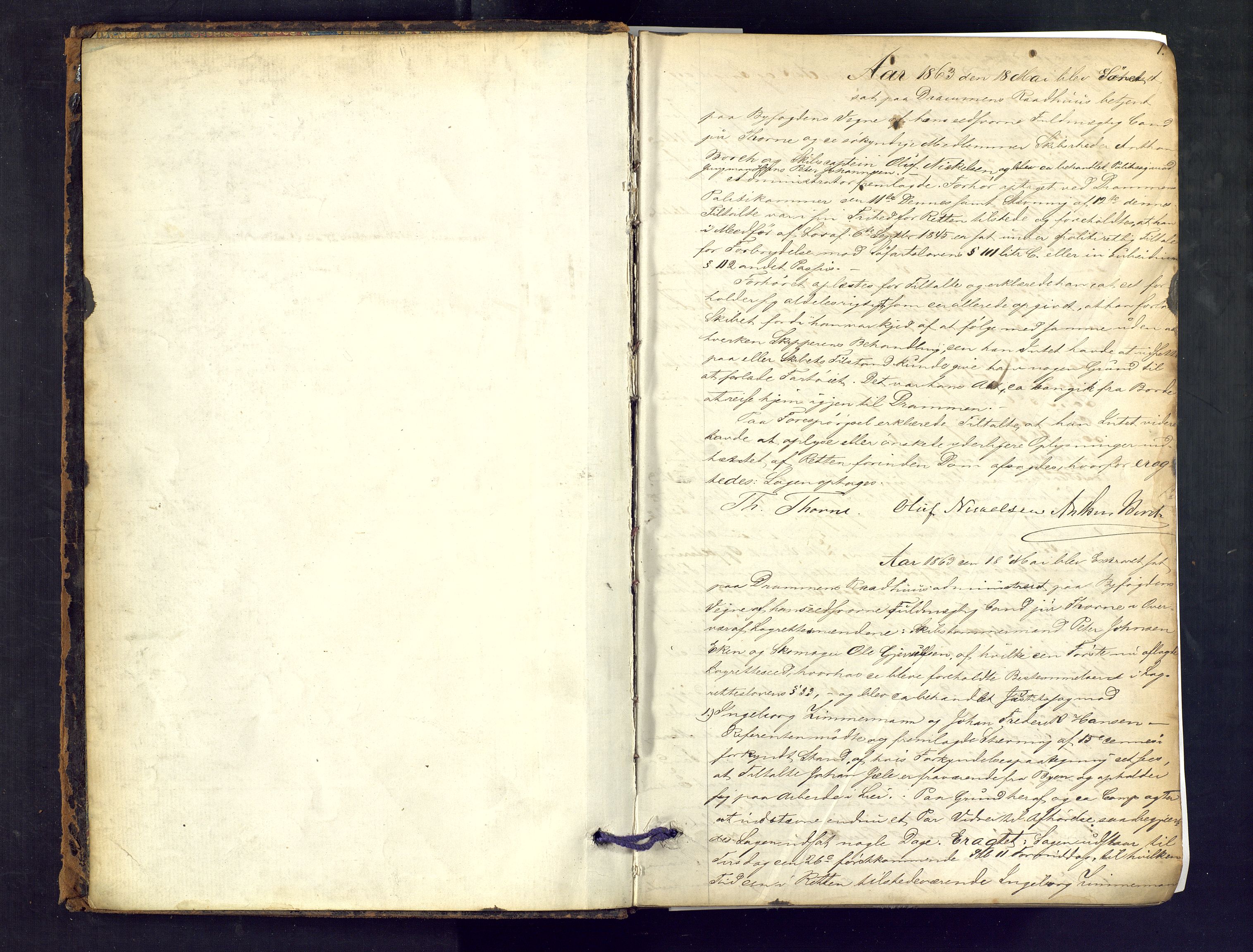 Drammen byfogd, AV/SAKO-A-222/F/Fe/L0010: Ekstrarettsprotokoll, 1863-1868, p. 1