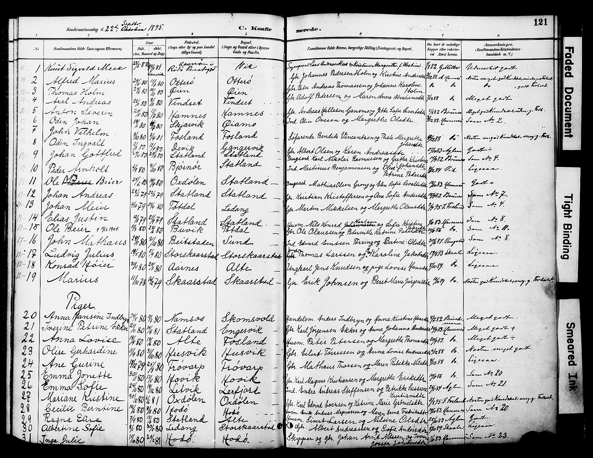 Ministerialprotokoller, klokkerbøker og fødselsregistre - Nord-Trøndelag, SAT/A-1458/774/L0628: Parish register (official) no. 774A02, 1887-1903, p. 121