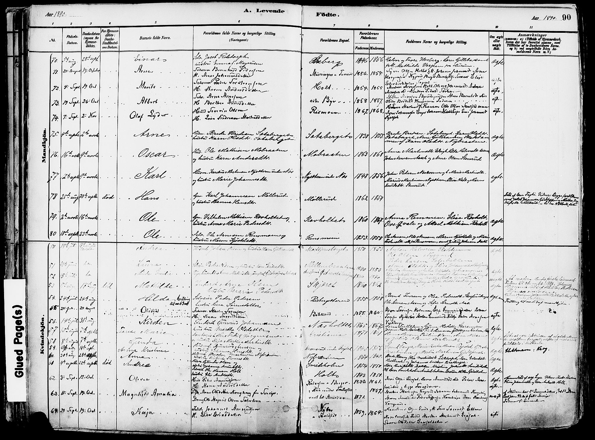 Grue prestekontor, AV/SAH-PREST-036/H/Ha/Haa/L0012: Parish register (official) no. 12, 1881-1897, p. 90