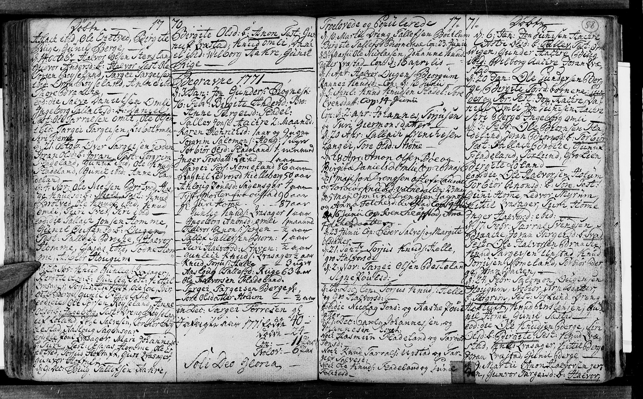 Valle sokneprestkontor, AV/SAK-1111-0044/F/Fa/Fac/L0002: Parish register (official) no. A 2, 1745-1776, p. 58