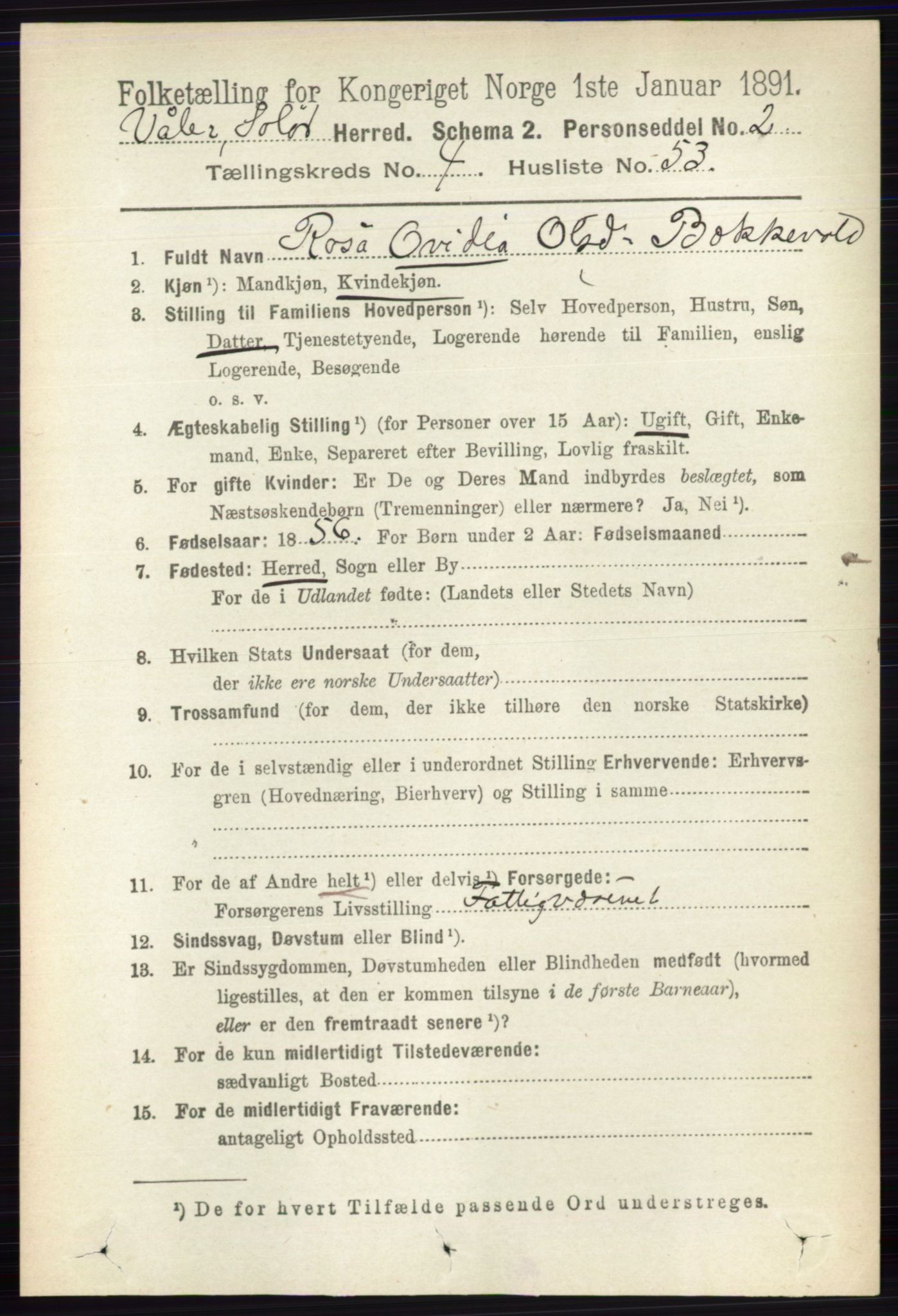 RA, 1891 census for 0426 Våler, 1891, p. 1792