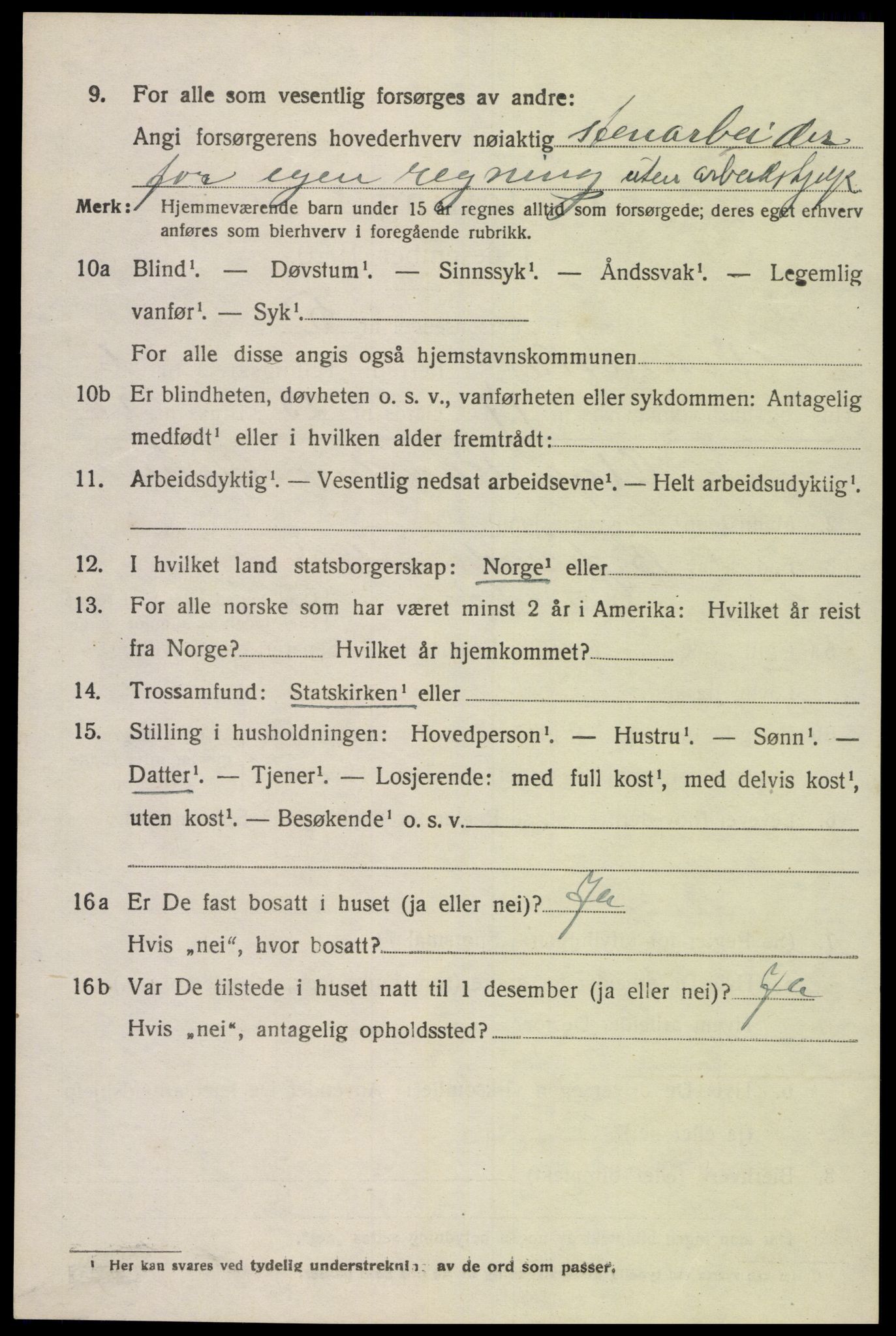 SAK, 1920 census for Vennesla, 1920, p. 4513