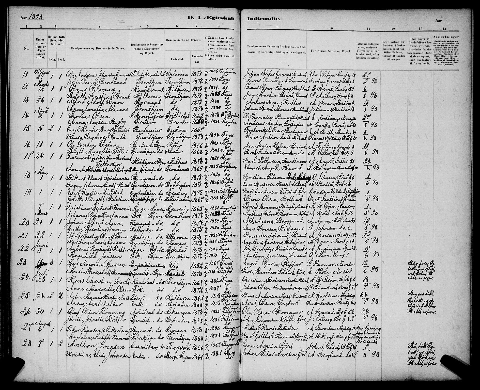 Ministerialprotokoller, klokkerbøker og fødselsregistre - Sør-Trøndelag, AV/SAT-A-1456/602/L0143: Parish register (copy) no. 602C11, 1878-1902