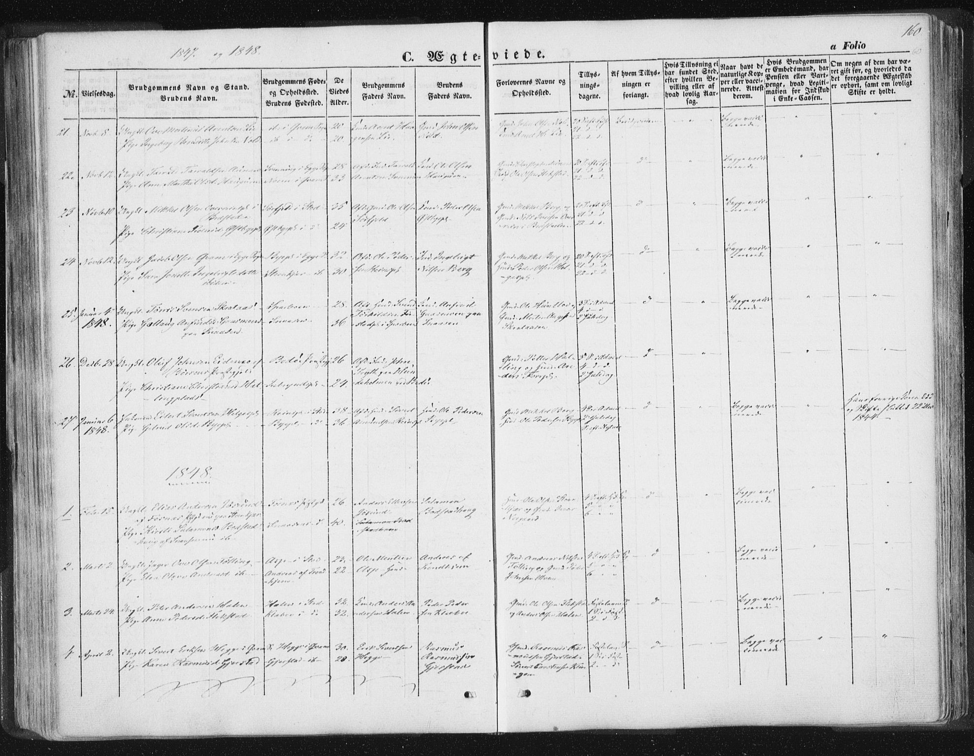 Ministerialprotokoller, klokkerbøker og fødselsregistre - Nord-Trøndelag, SAT/A-1458/746/L0446: Parish register (official) no. 746A05, 1846-1859, p. 160