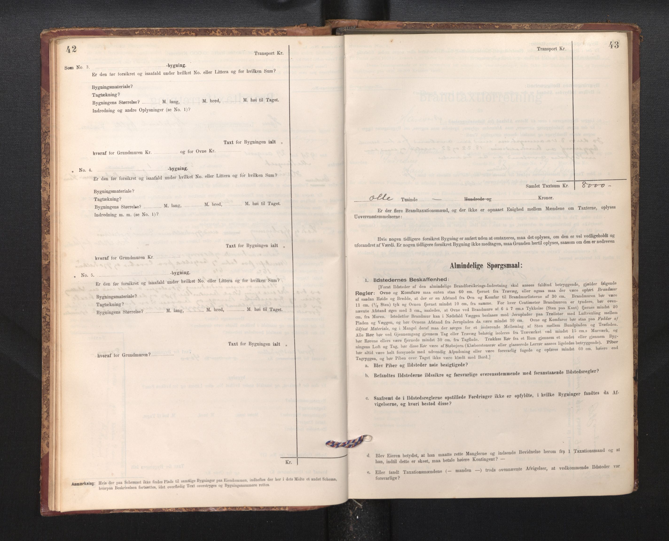 Lensmannen i Haus, SAB/A-32701/0012/L0006: Branntakstprotokoll, skjematakst, 1895-1941, p. 42-43